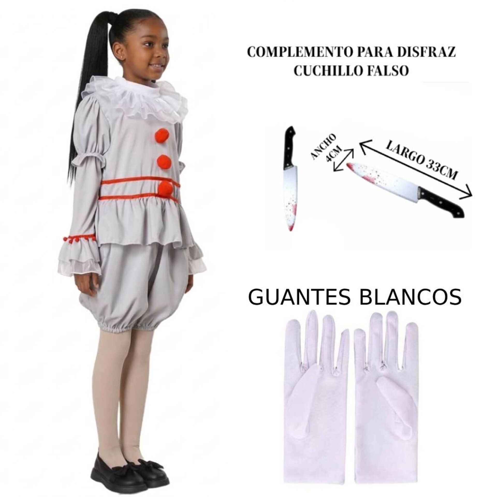 Disfraz de Payasa Terrorífica para Niñas Pennywise Payaso IT Halloween Carnaval - 2