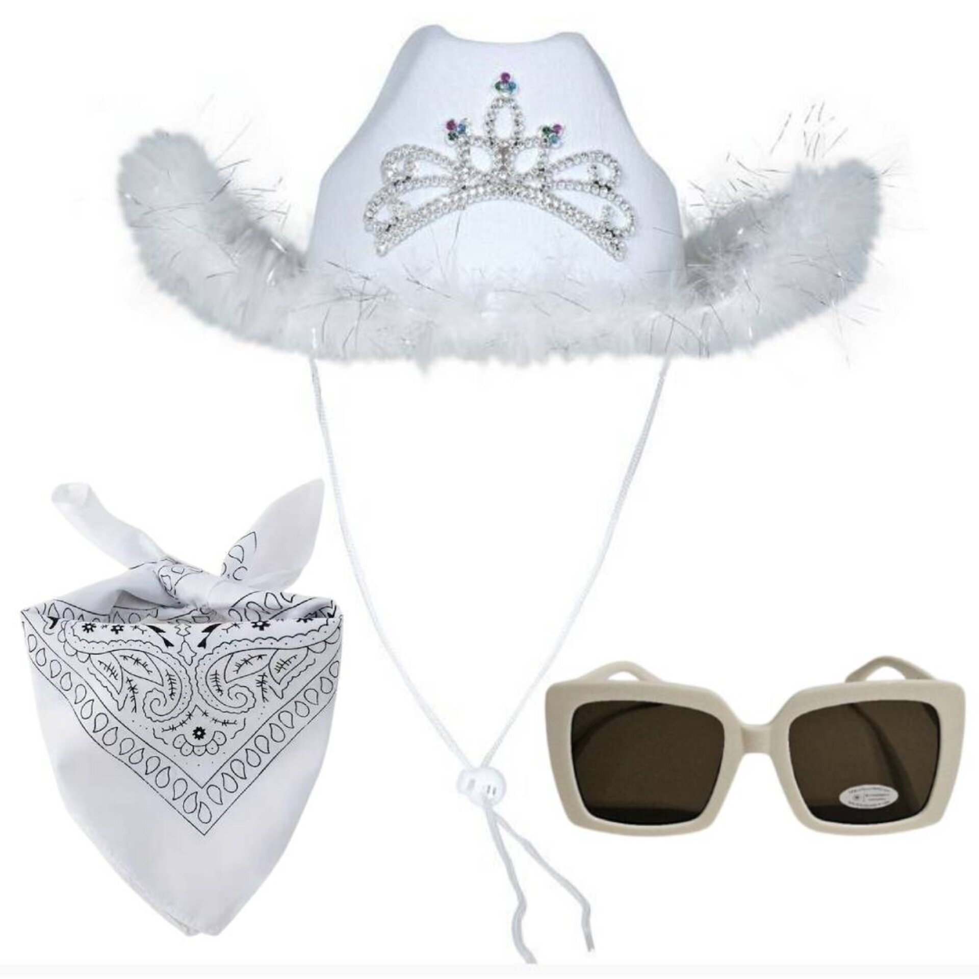 Pack Disfraz Vaquera Western Mujer - Sombrero Cowboy, Gafas de Sol Bandana - 5