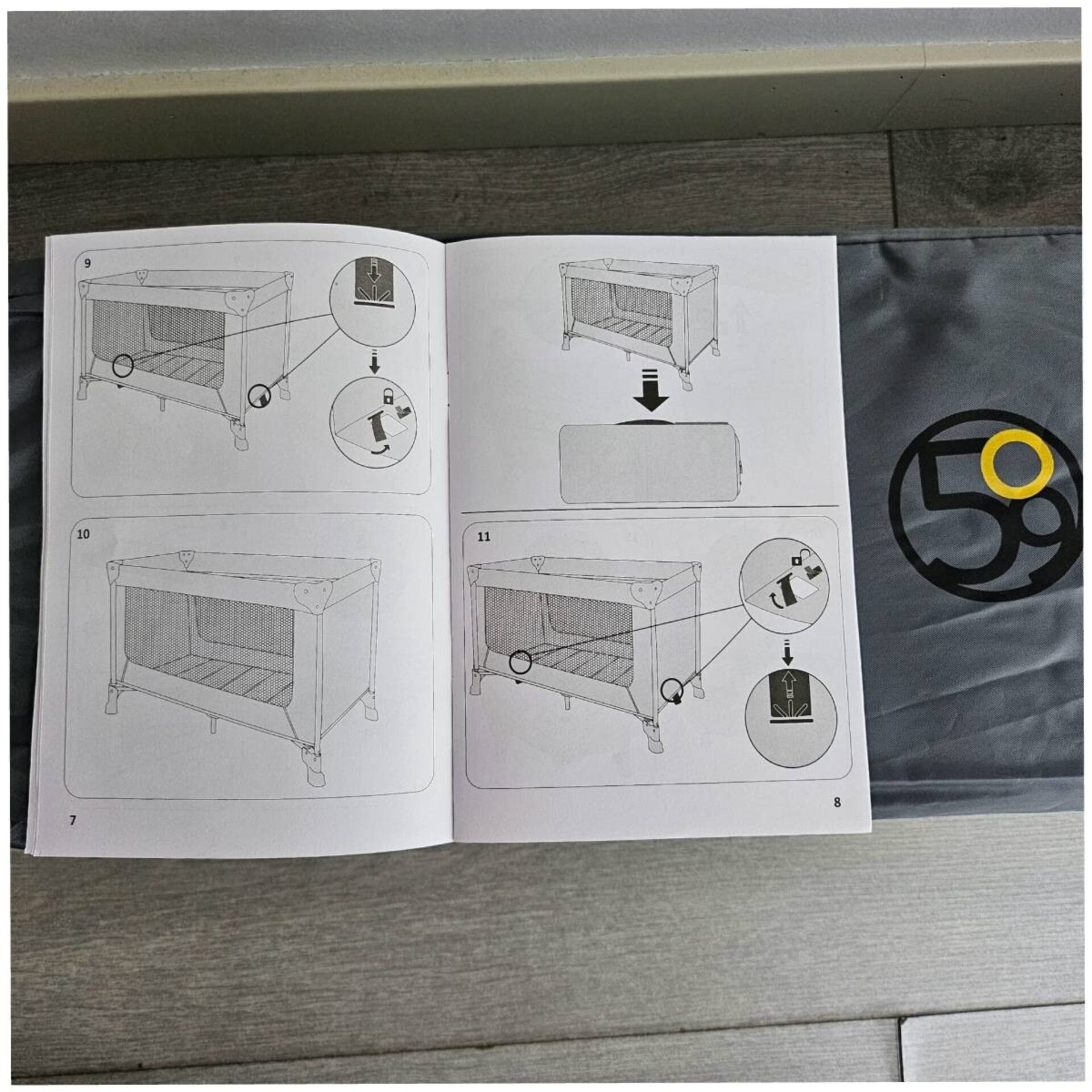 Cuna de bebé portátil de viaje, Cama plegable ajustable para Bebes hasta 15 kg - 9