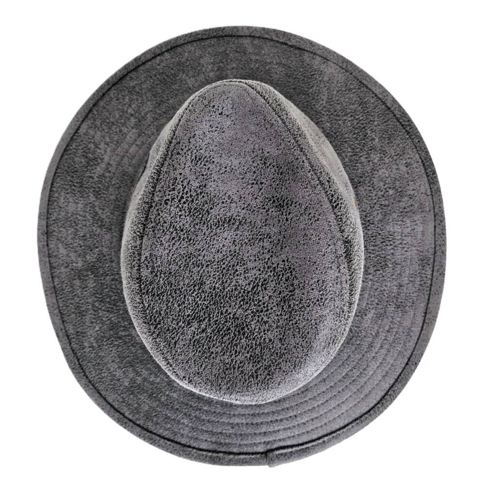 Sombrero Fedora Sintético Gris Desgastado Unisex Adulto Estilo Western Aventura - 6