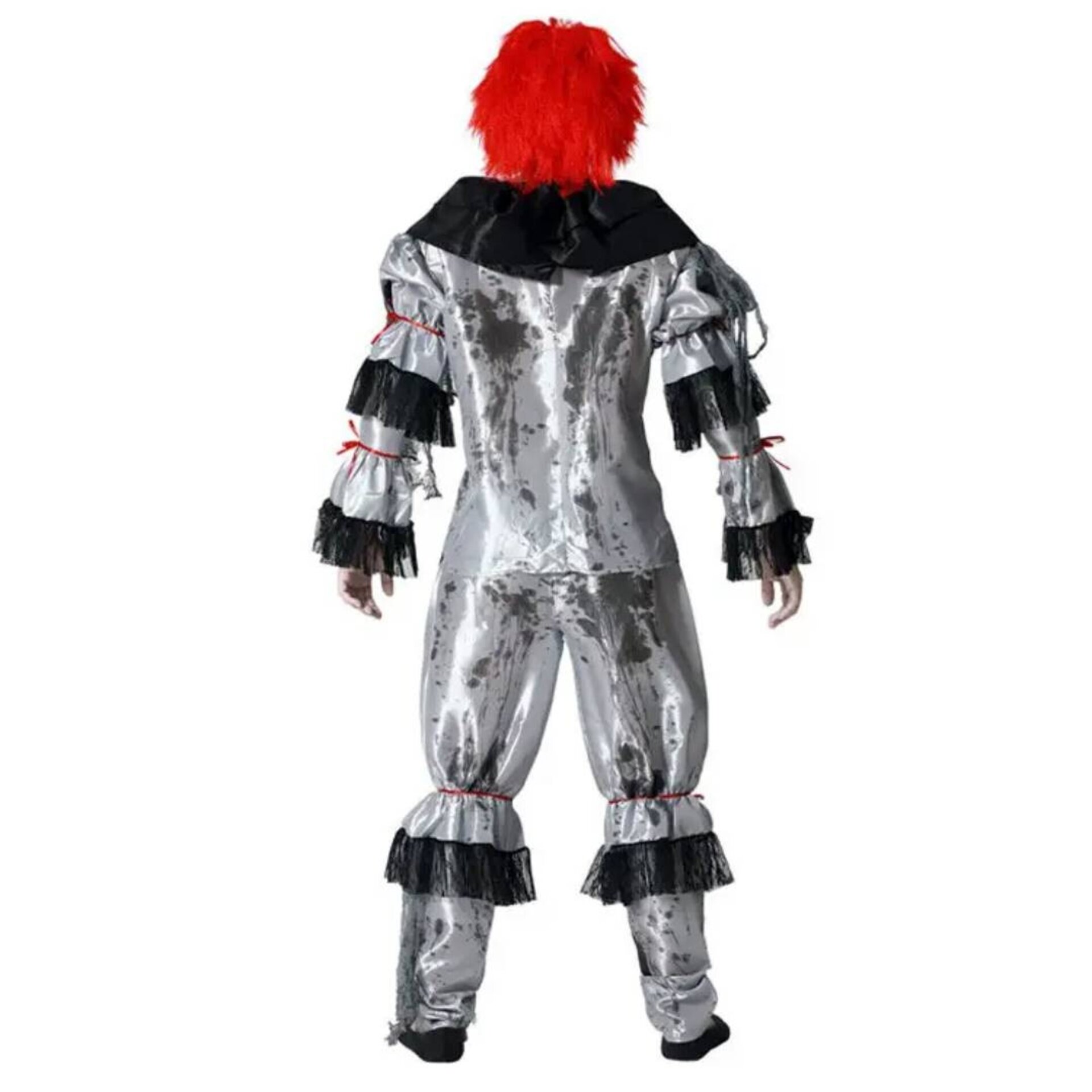 Disfraz Payaso Terror Hombre Adulto Estilo IT Pennywise Peluca Roja Bate Guantes - 8