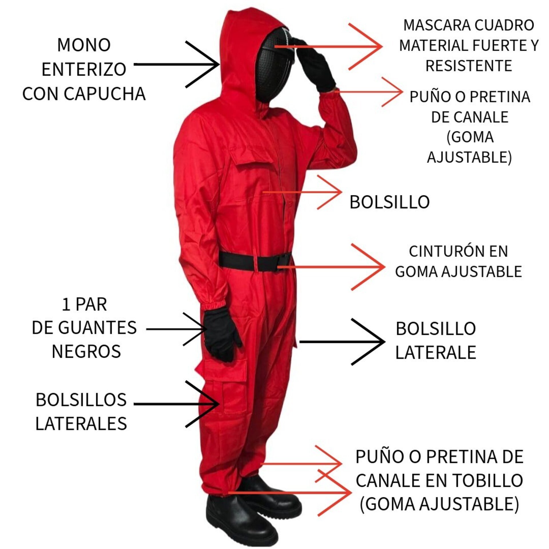 Disfraz Juego del calamar Niños Guardia Soldado Enmascarado Cuadrado Squid Game - 8