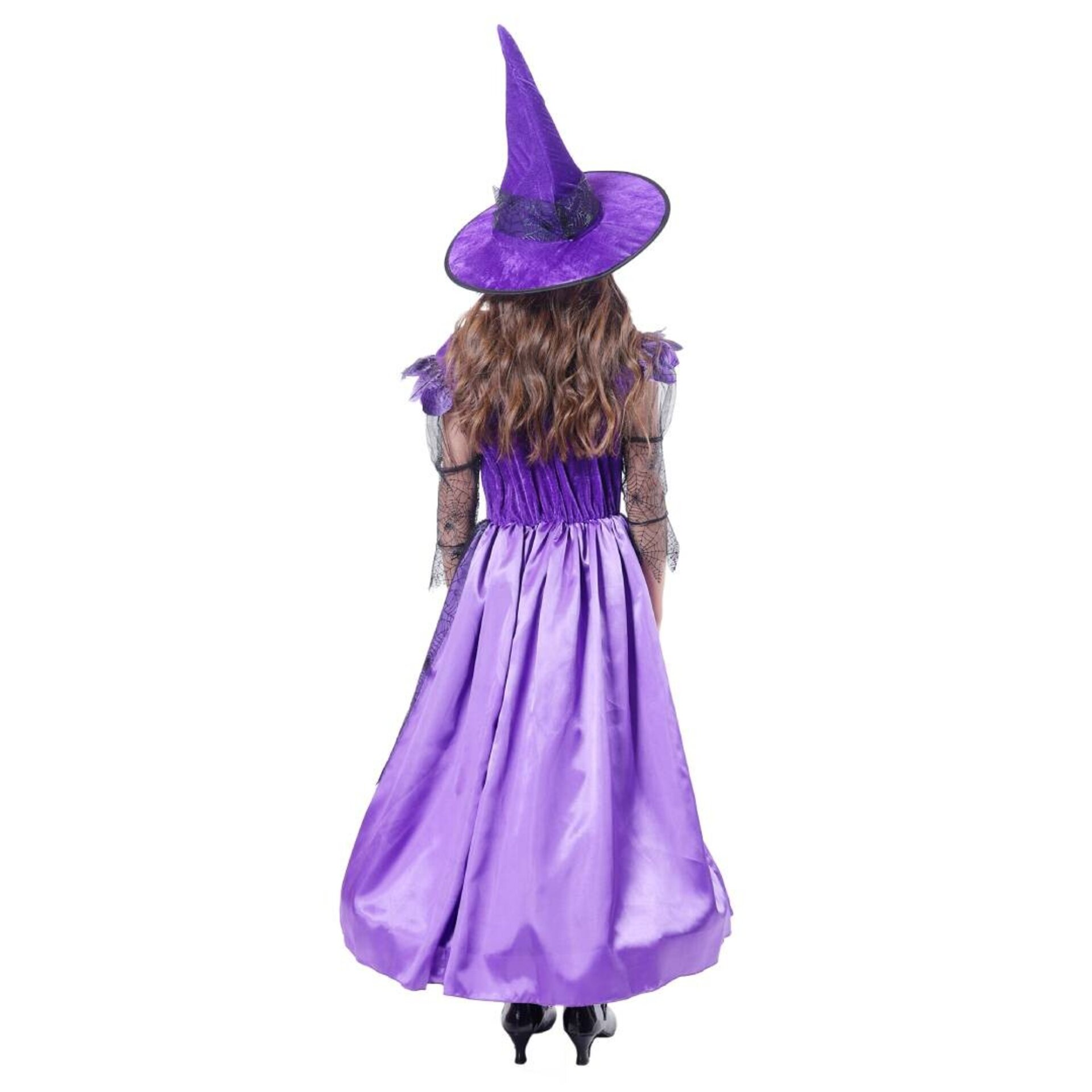 Disfraz de Bruja Vestido con Sombrero Lila para niñas Talla 3 a 12 Años - 2