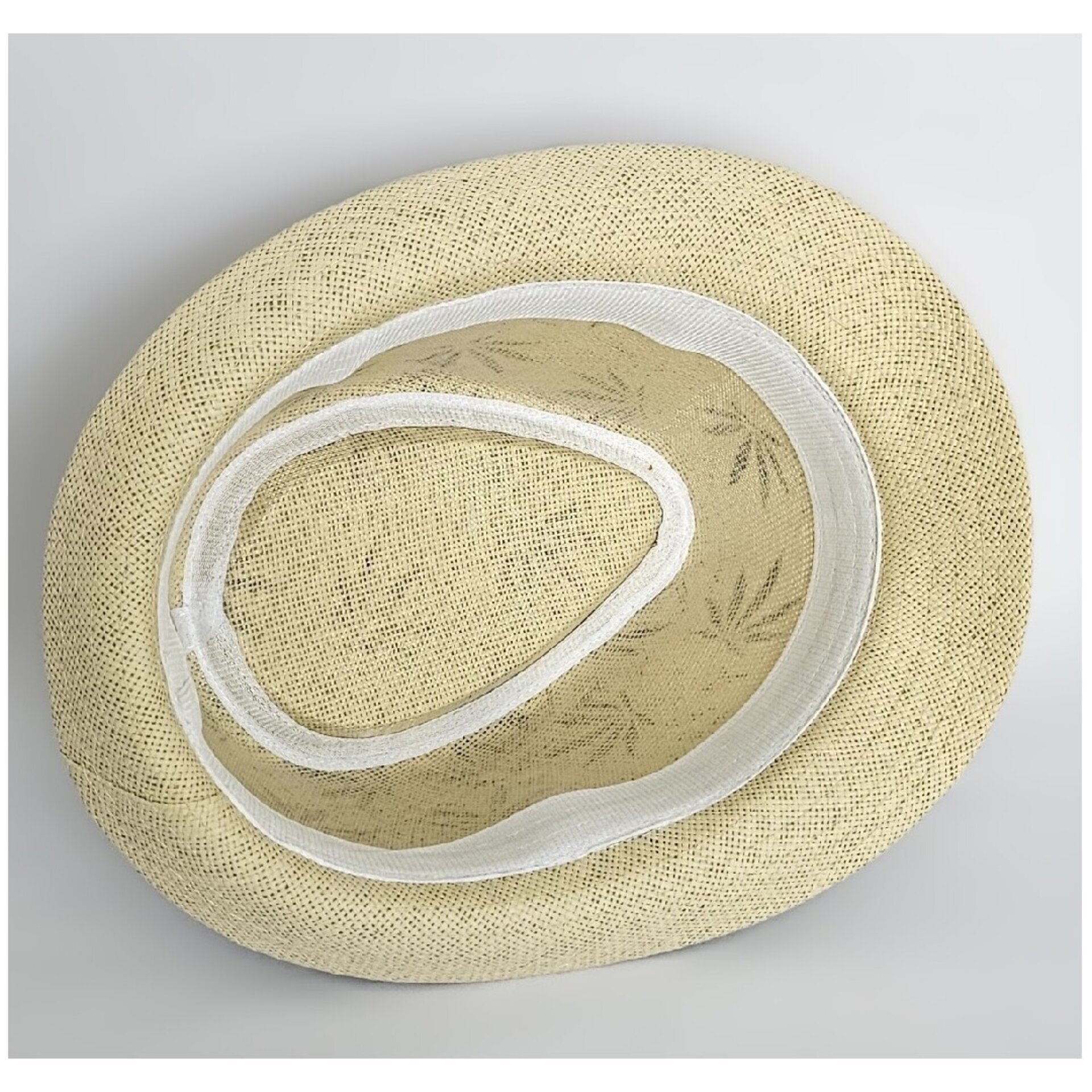 Sombrero Trilby Fedora Clásico Beige Gorro Estampado Paja de Papel Adulto M/L - 3