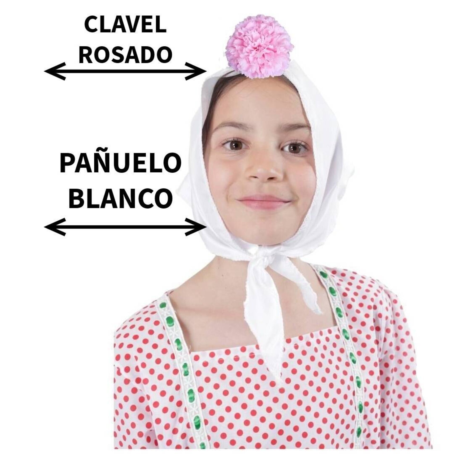 Lote 24 Accesorios Disfraz Chulapa: 12 Pañuelos Blancos + 12 Claveles para Niñas - 7