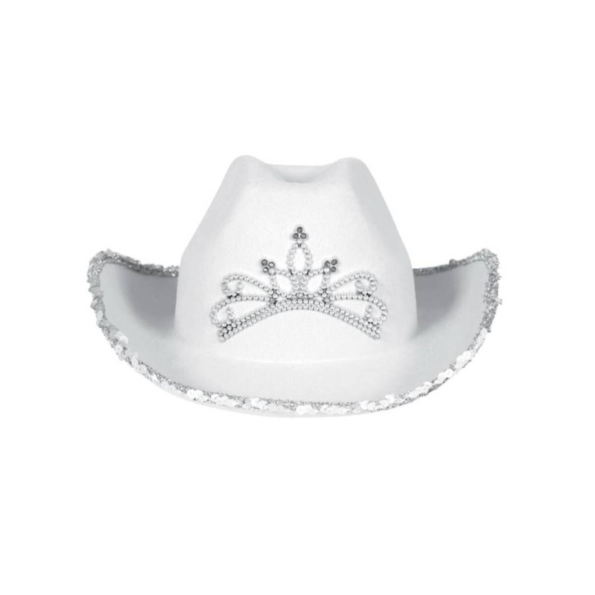 Sombrero Cowboy Vaquera con Lentejuelas, Corona Plata para Adulto Mujer - 4