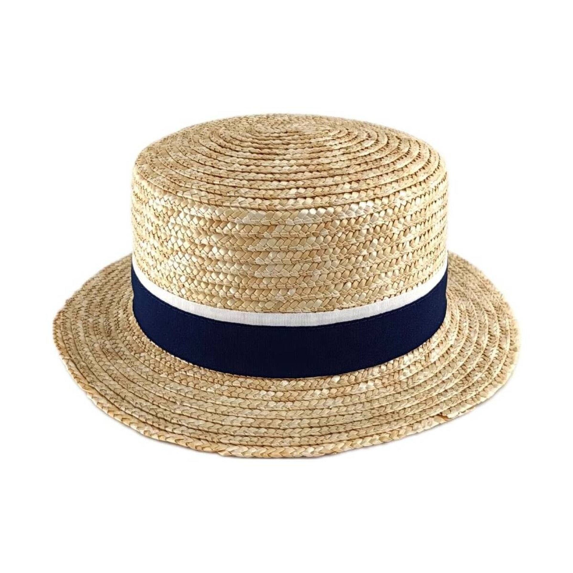 Sombrero de paja Natural Estilo Canotier con Elegante Cinta Decorativa unisex - 5