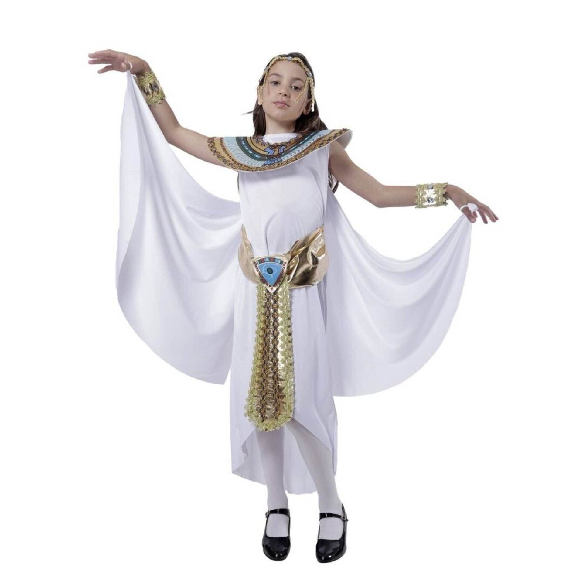 Disfraz de Reina Egipcia Niñas. Set de Cleopatra con Diadema, Collar y Muñequera - 1