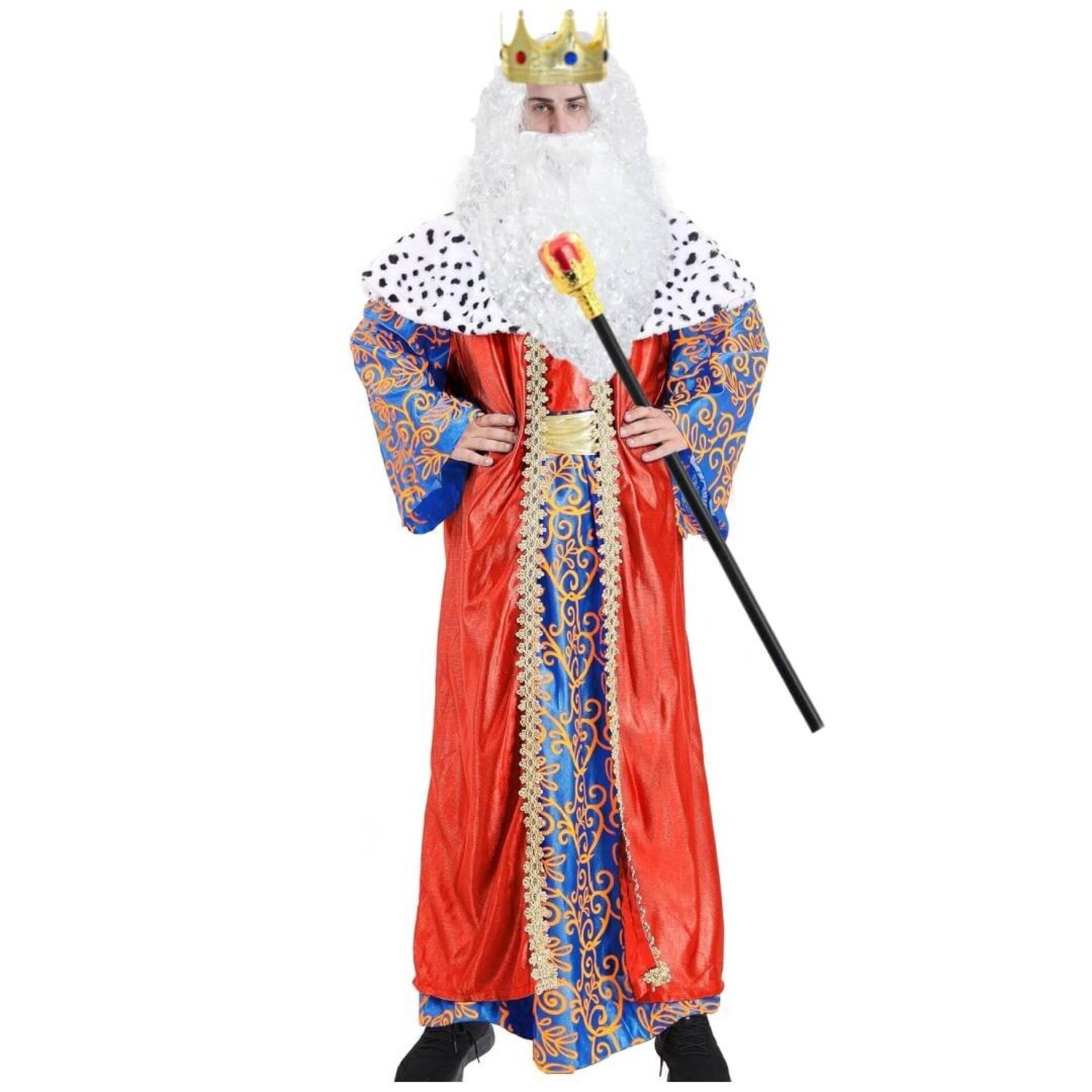 Disfraz Rey Mago Melchor Completo para Adulto - Traje de Lujo con Túnica Roja - 1