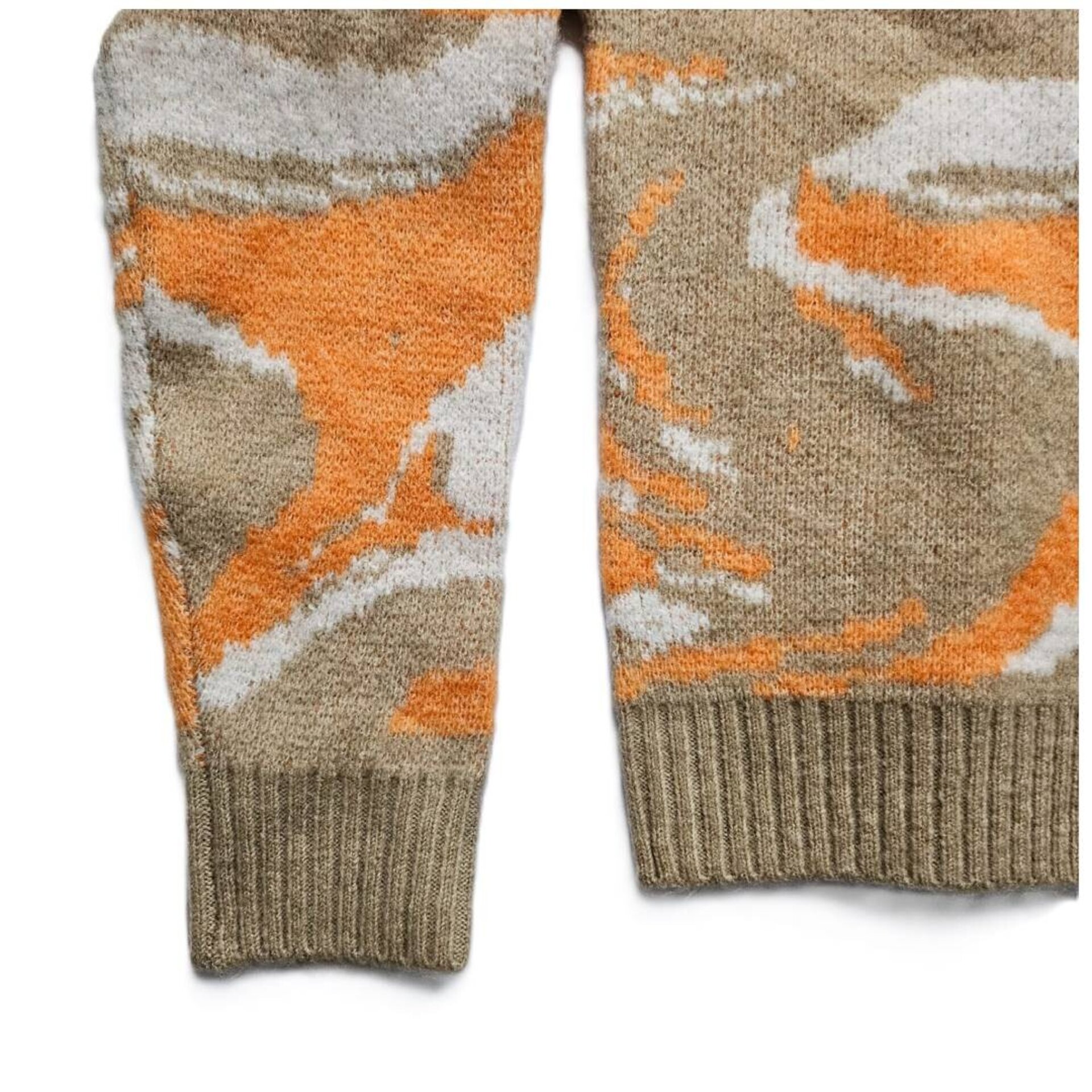 Cárdigan de Punto Mujer Premium | Estampado Abstracto Naranja | Chaqueta Marrón - 7