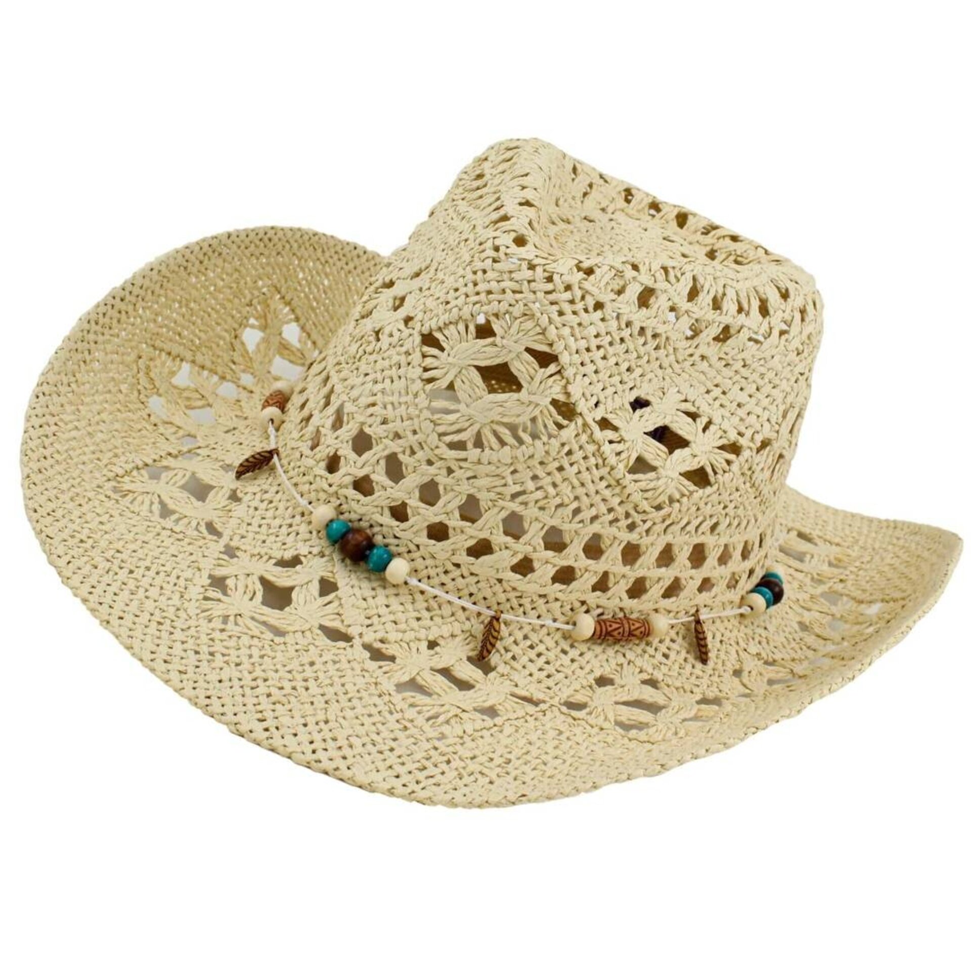 Sombrero Cowboy Vaquero Paja Beige Claro Talla Ajustable M/L Unisex Adulto - 2
