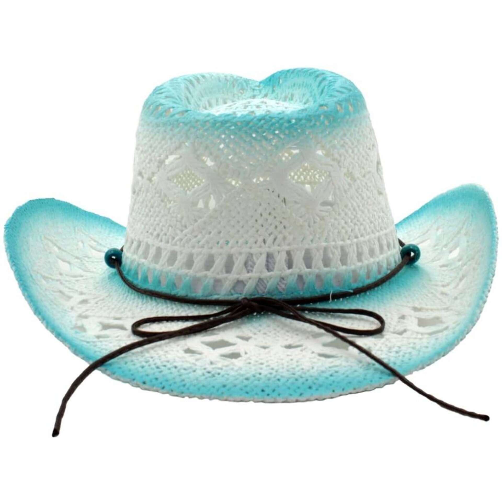 Sombrero Vaquero Paja Blanco Azul | Unisex Estilo Western | Cowboy Ajustable - 4