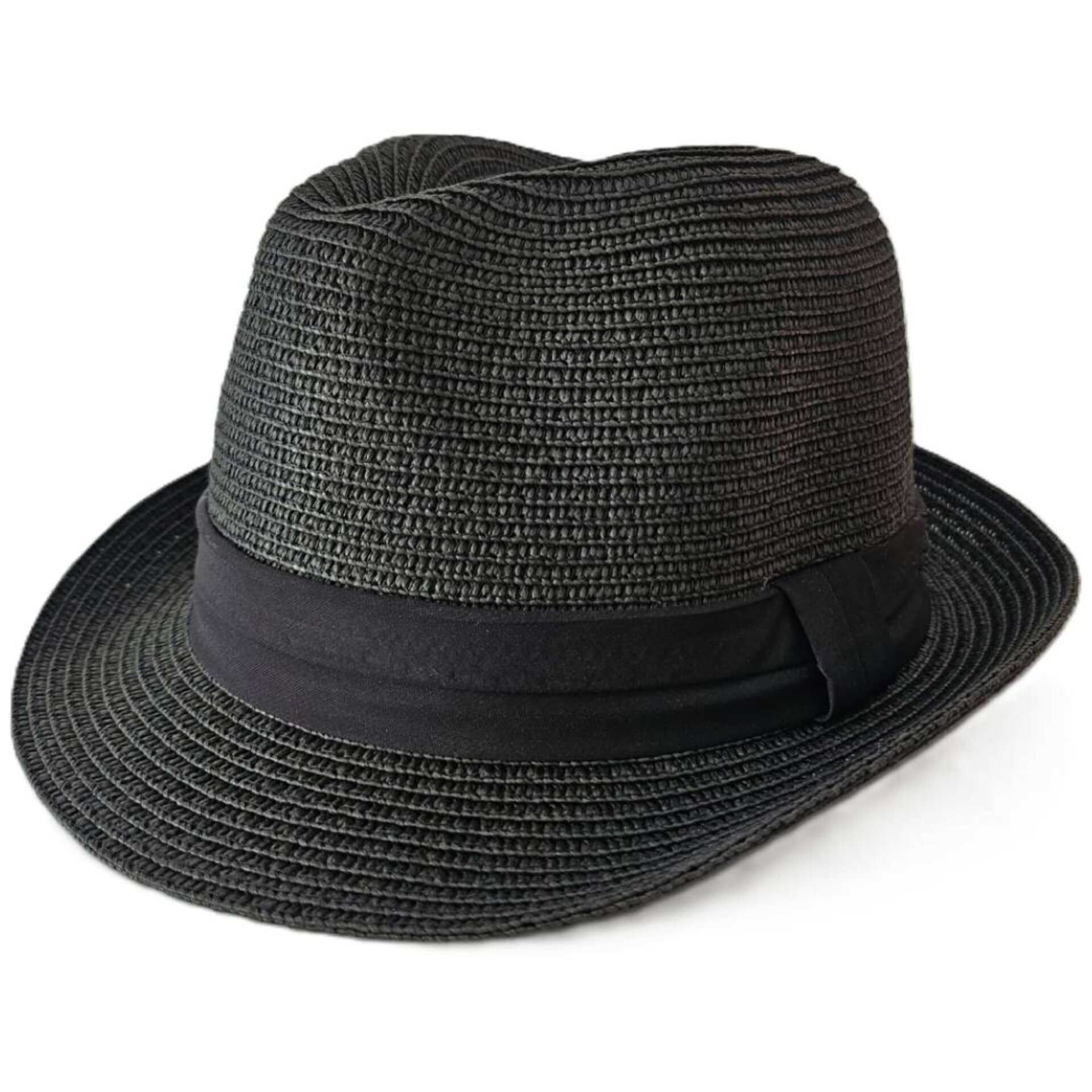 Sombrero Paja Negro Casual - Elegante, Transpirable y Ajustable | Trilby Adulto - 1