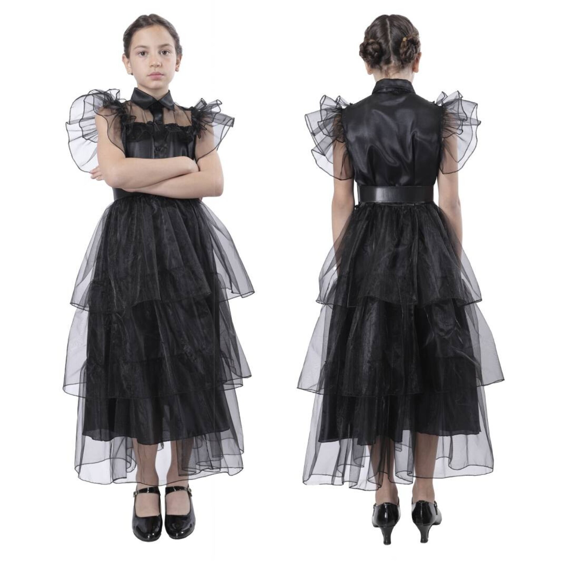 Disfraz de Gala de Merlina para Niñas. Vestido de Baile de Miércoles Addams - 2