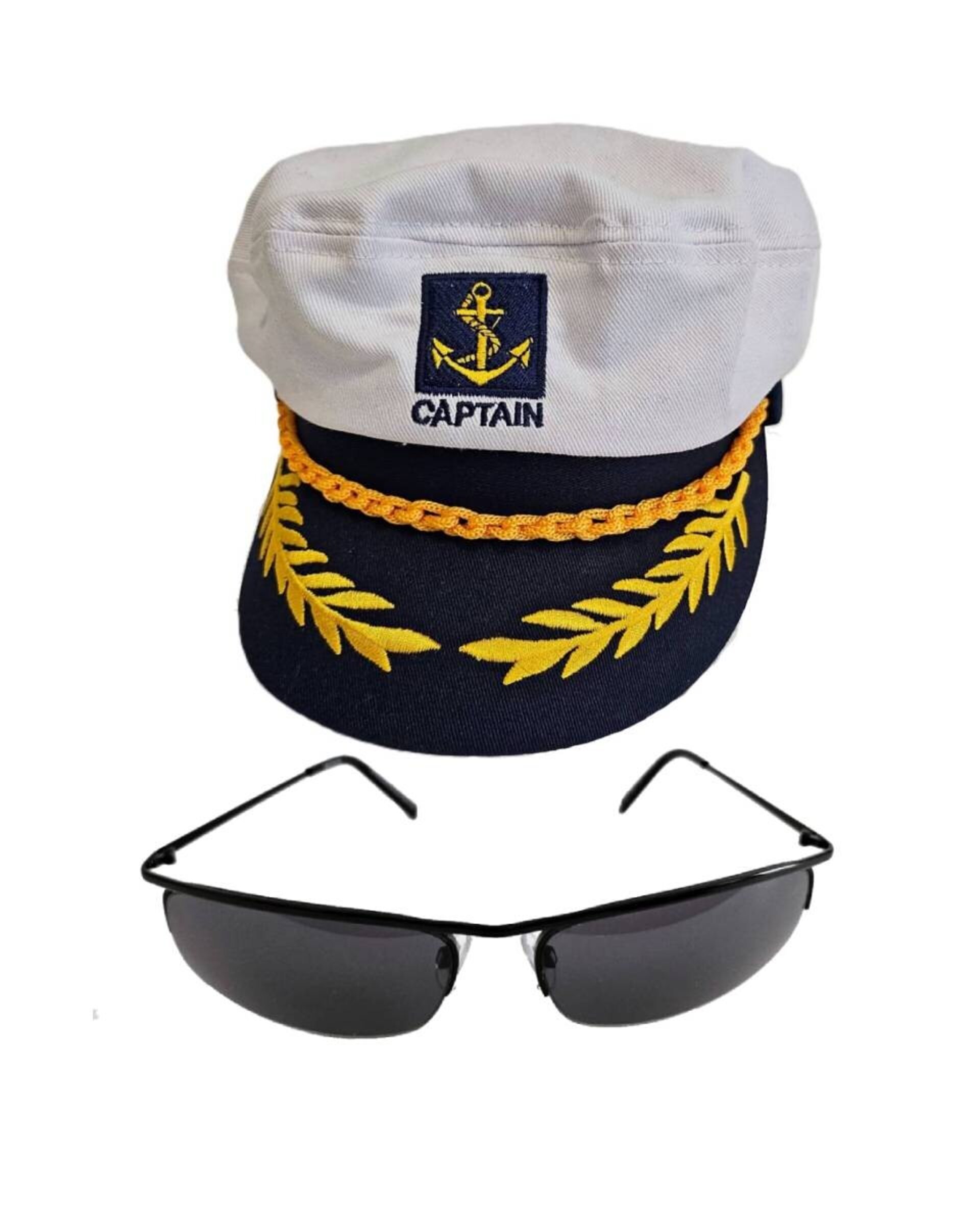 Gorra Piloto Algodón con Gafas de Sol Metálicas de Capitán para Hombre Adulto - 2