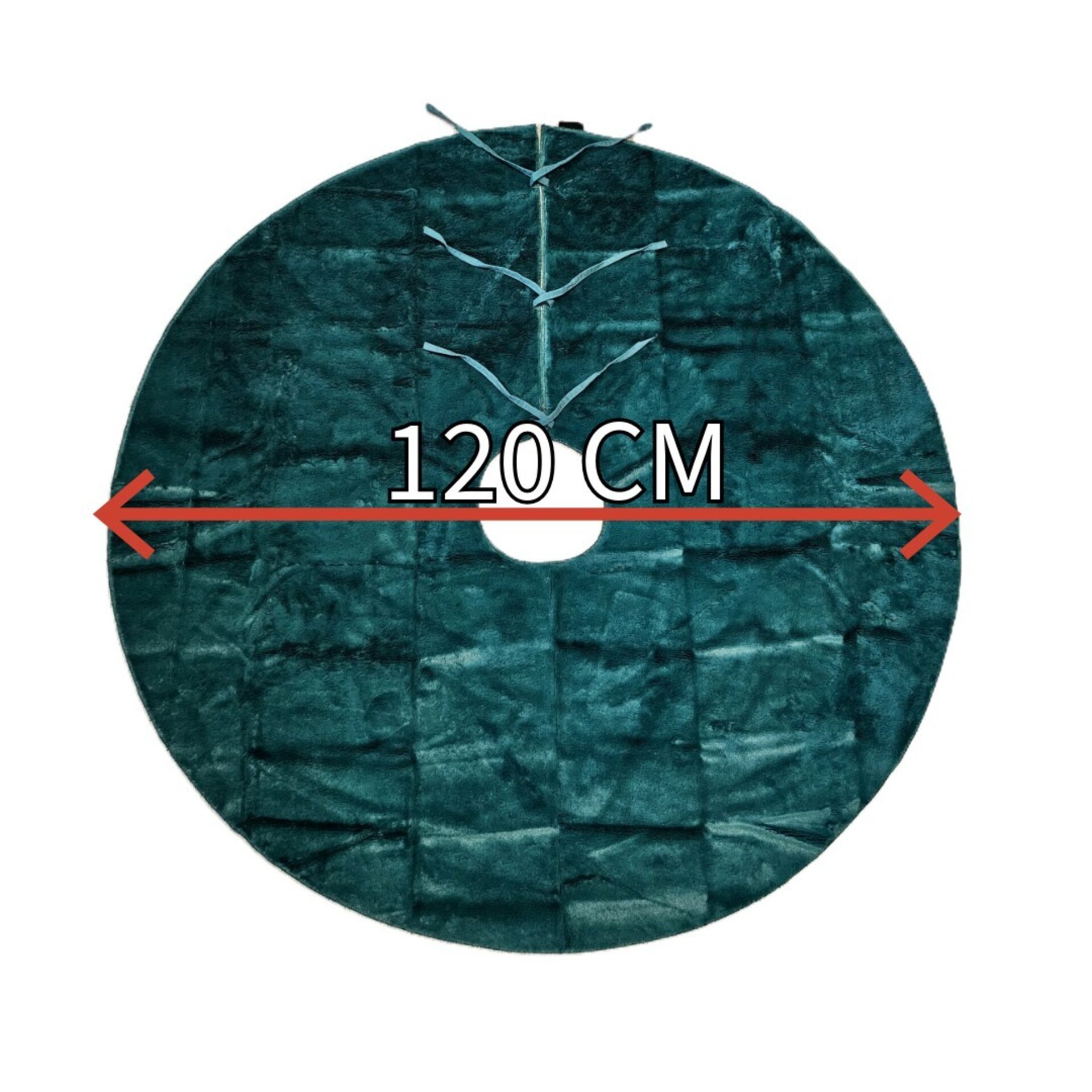 Pie de Árbol Navidad Lujo Terciopelo Verde 120cm - Alfombra Decoración Regalos - 4