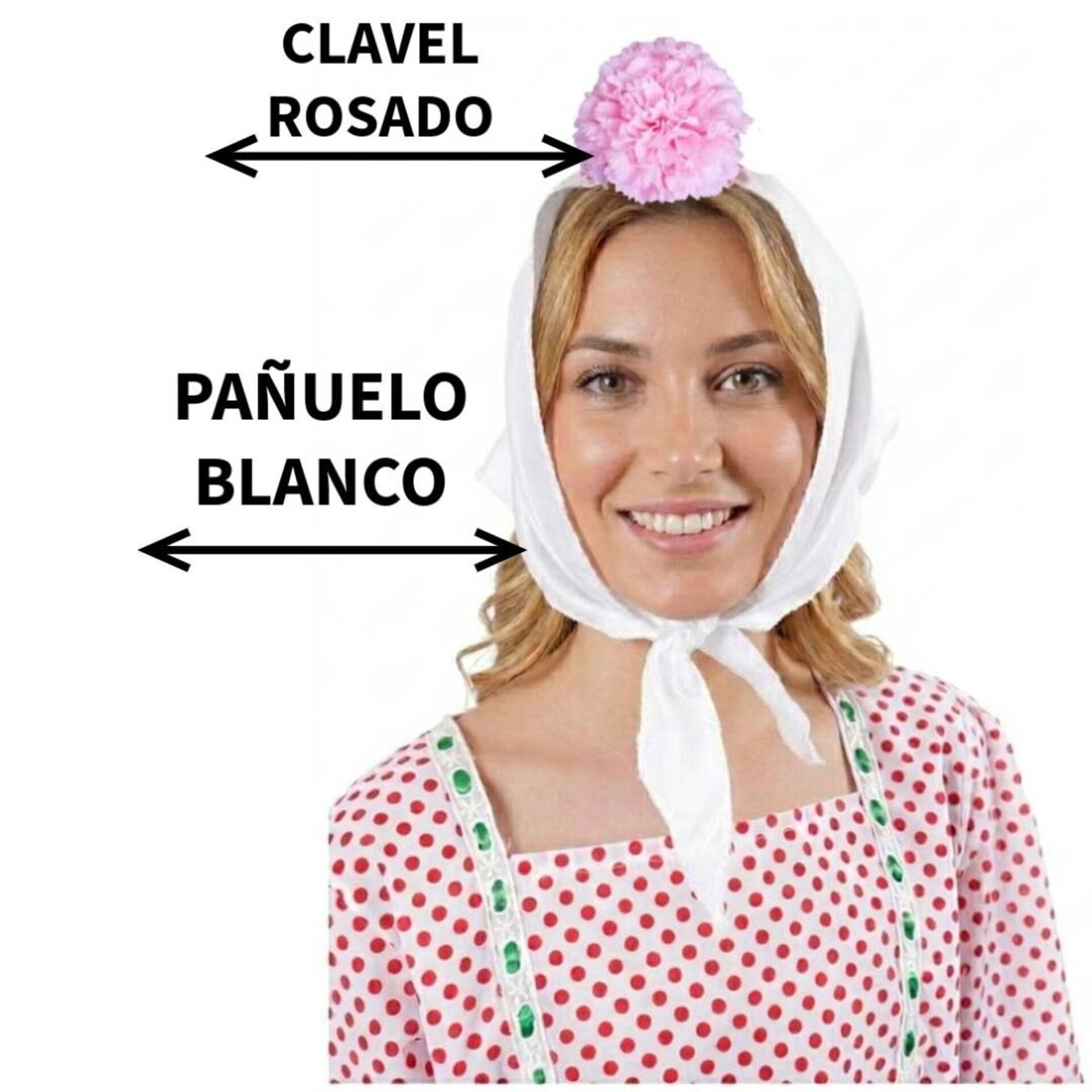 Lote 24 Accesorios Disfraz Chulapa Adulto : 12 Pañuelos Blancos + 12 Claveles - 9