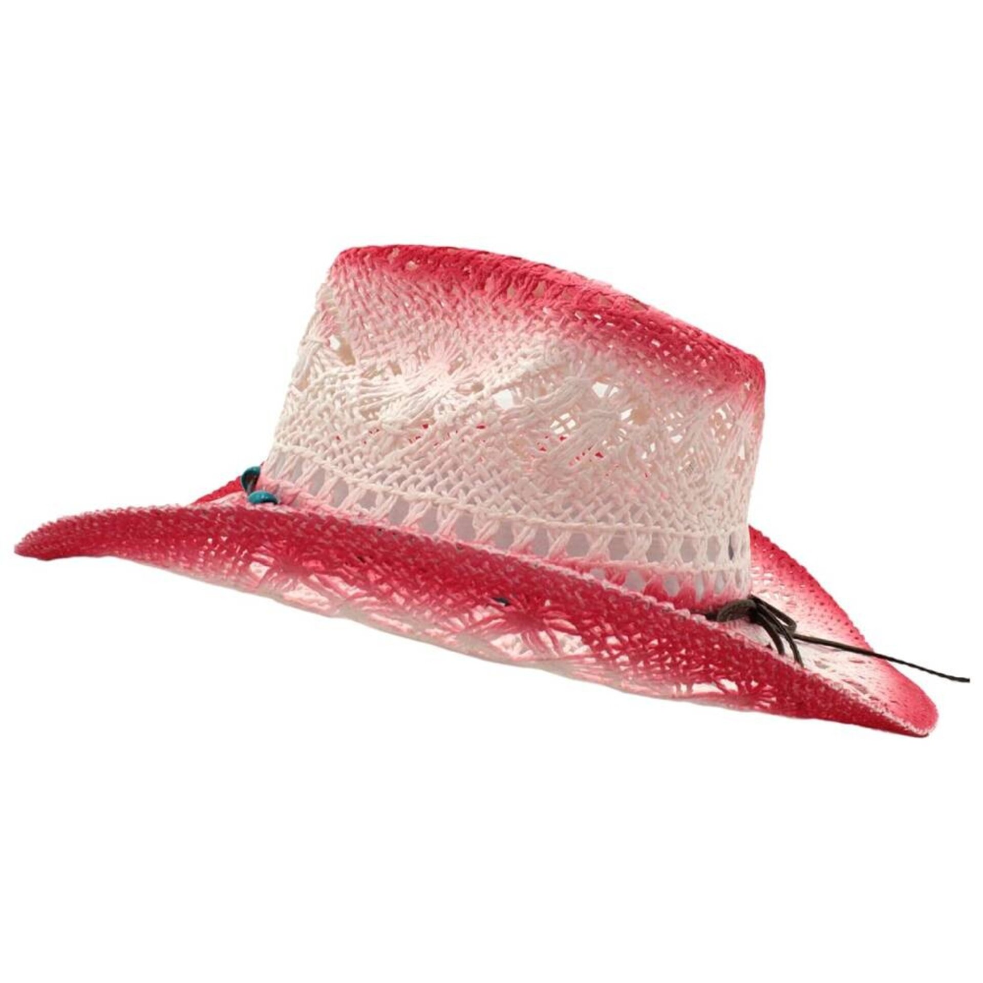 Sombrero Vaquero Paja Rojo Blanco Unisex Estilo Western Adulto Cowboy Ajustable - 5