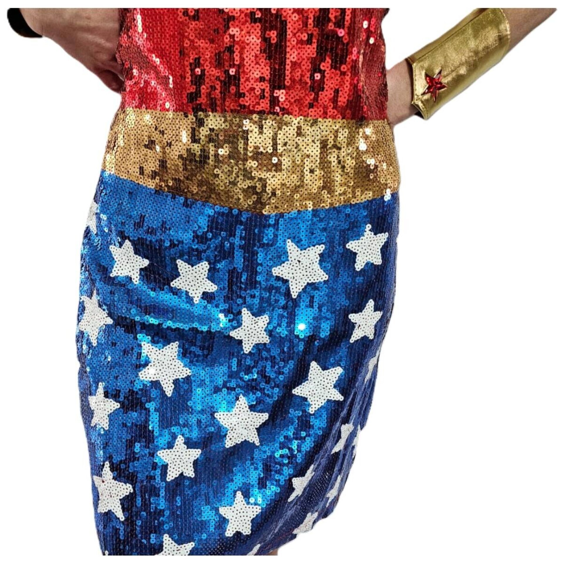 Disfraz Vestido Corto Mujer Maravilla Comics Wonder Woman Cosplay Halloween - 10
