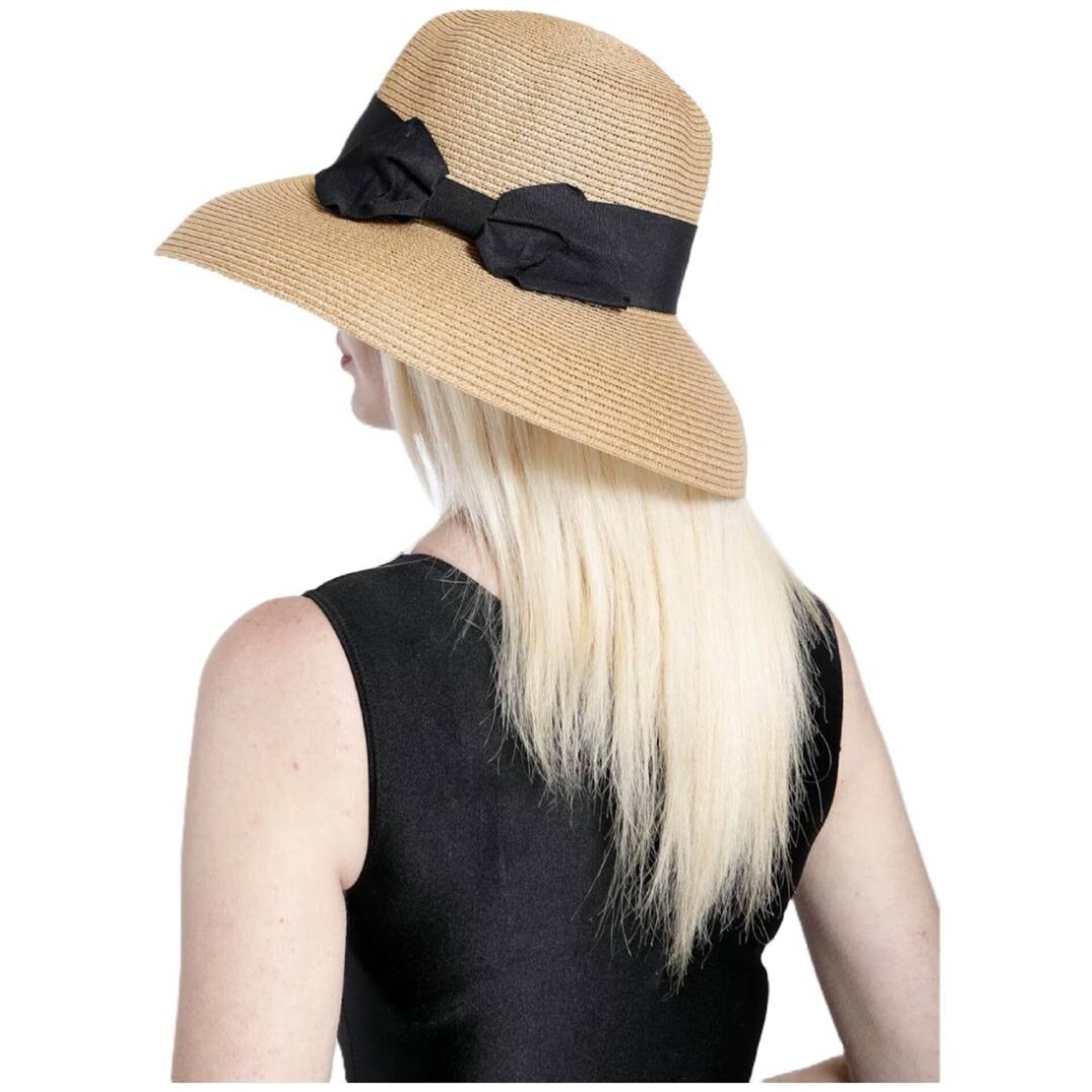 Sombrero Paja Mujer | Marrón Cordón Ajustable | Ala ancha Fedora Talla Única - 1