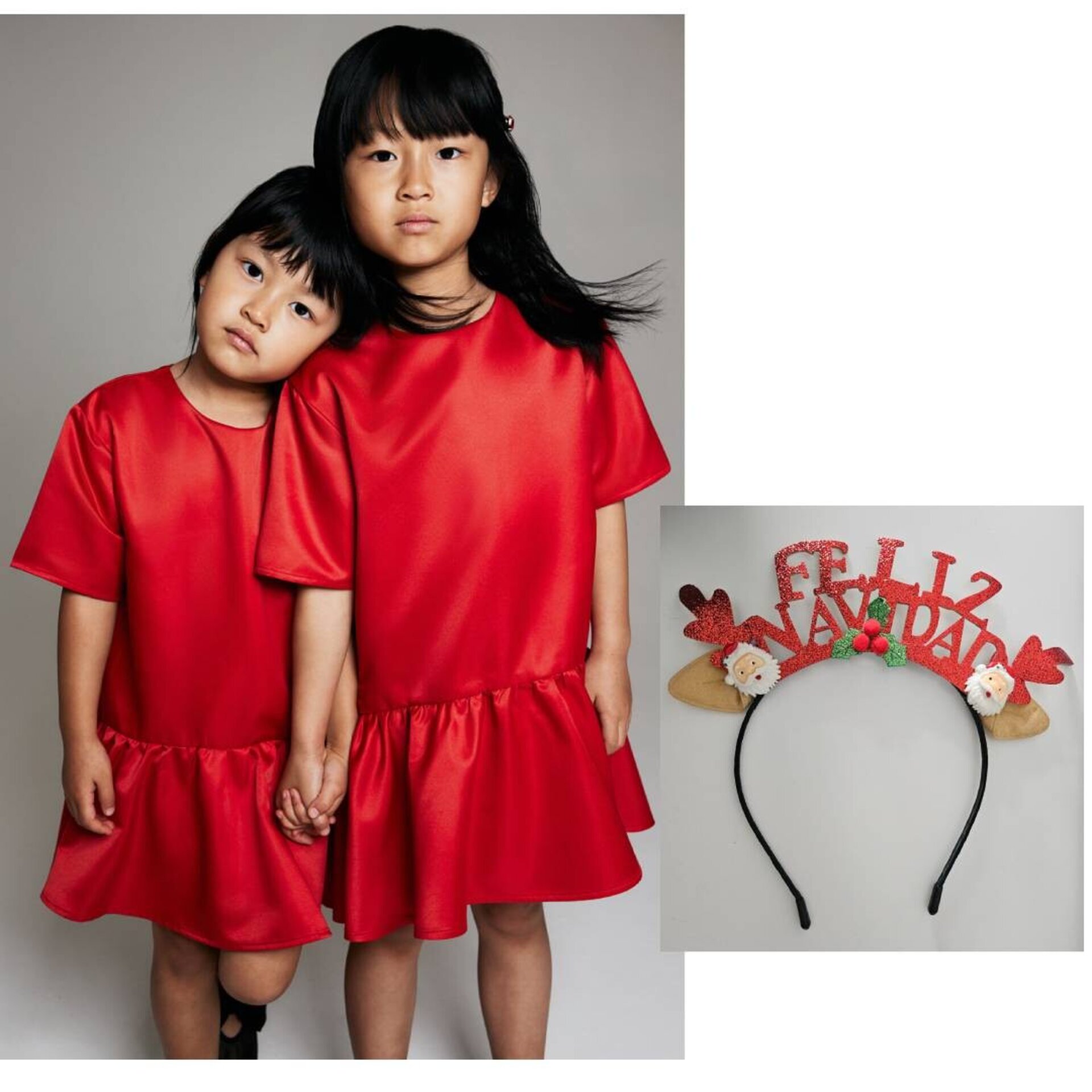 Vestido Rojo Satén para niñas - 8