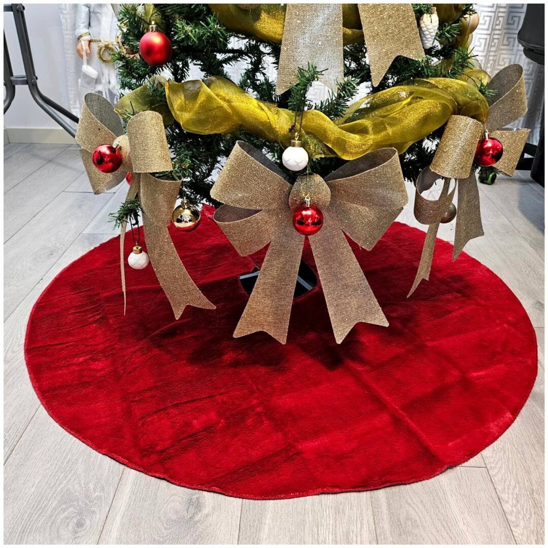 Alfombra Árbol Navideño Grande 120CM | Tapete Redondo Terciopelo | Decoración - 3