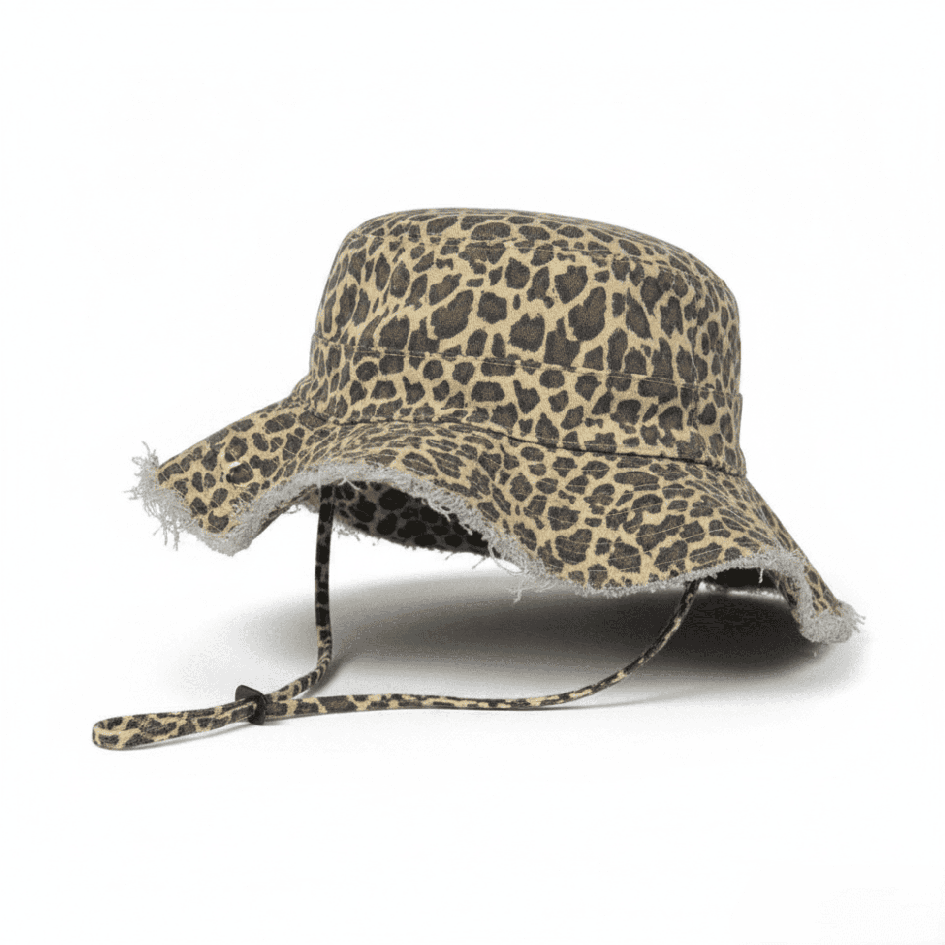 Sombrero pescador animal print Bucket Hat Leopardo Deshilachado Gorro para Mujer - 1