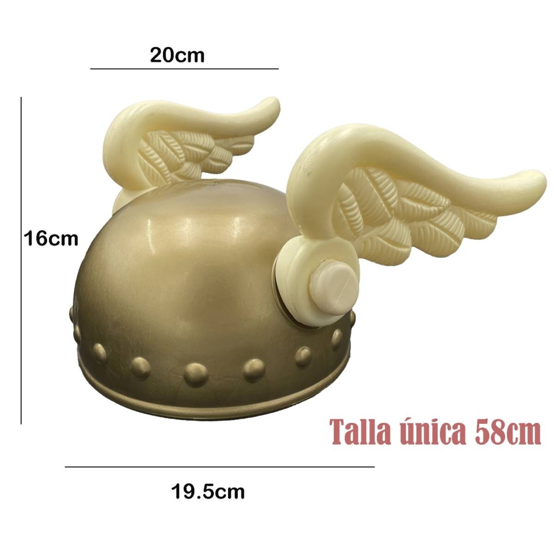 Casco con Alas para Adulto Disfraz Vikingo Romano Griego Talla única 58CM - 3