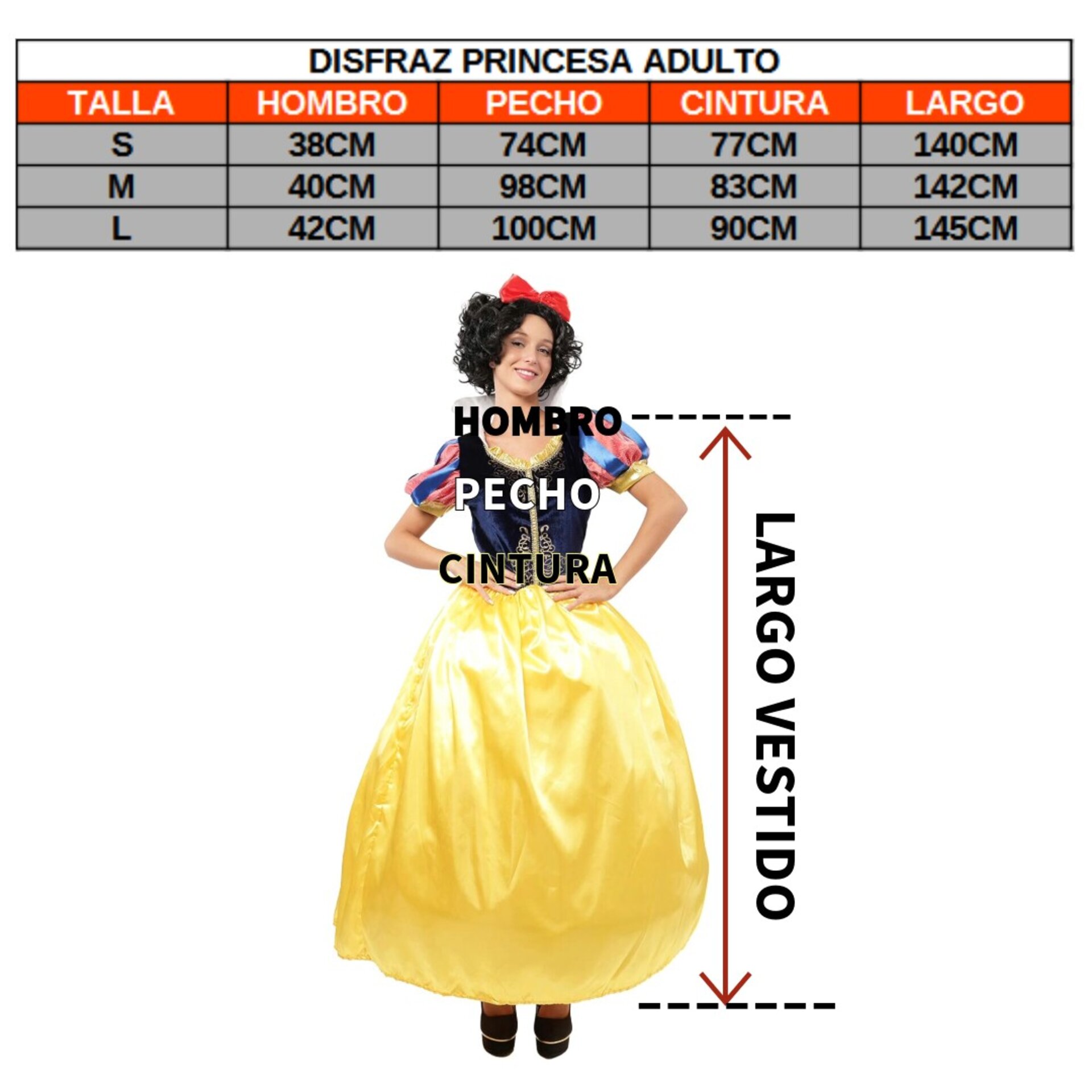 Disfraz de Blancanieves Snow White cuento de Hadas Vestido para Mujer Adulto - 6