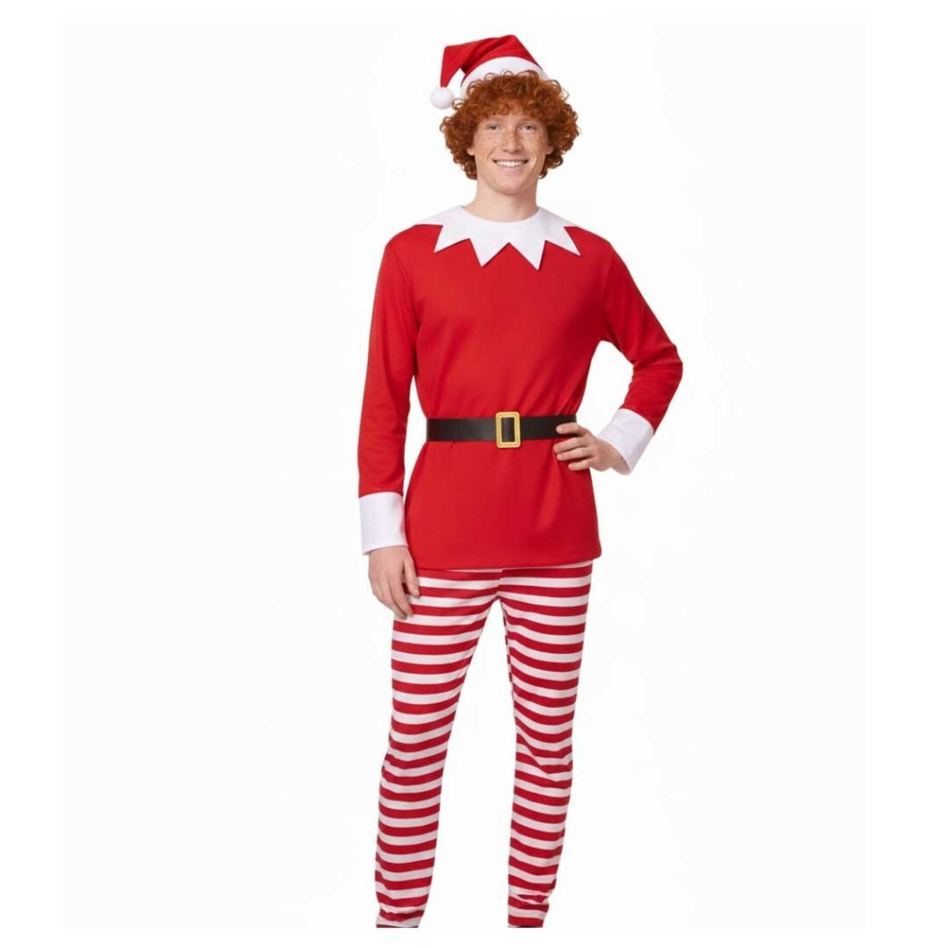 Disfraz de Elfo de Navidad para Hombre - Traje de Ayudante de Papá Noel de Lujo - 3