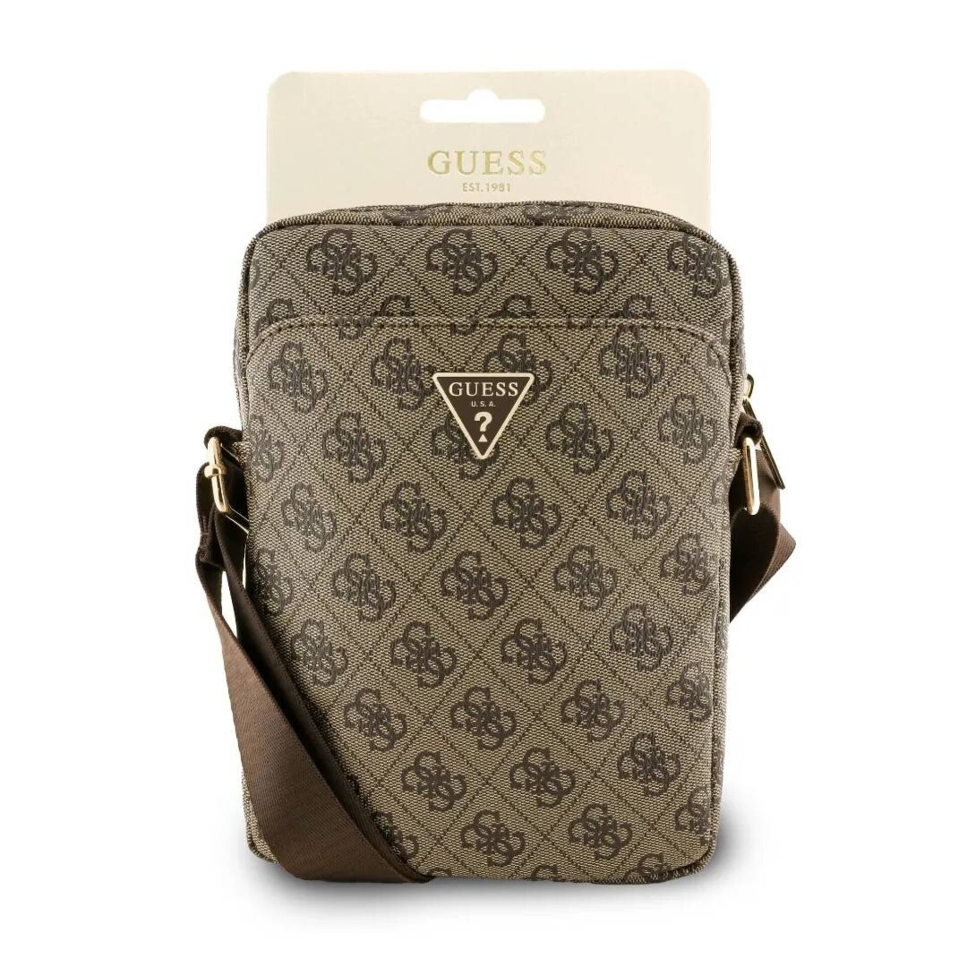 Bolso Bandolera Guess Logotipo Triangular 10" pulgadas Polipiel Marrón - 3