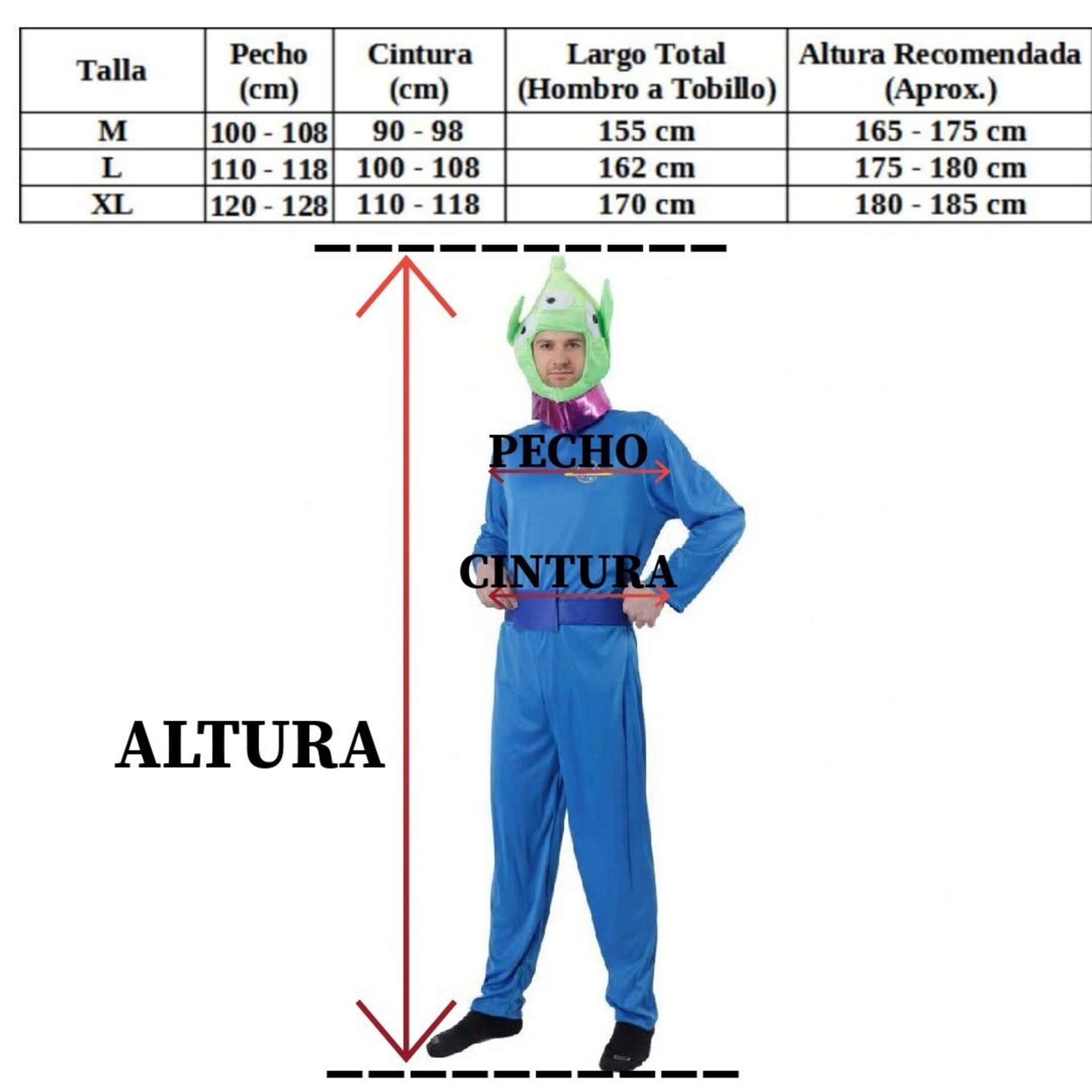 Disfraz Marciano Alien Toy Story Mono enterizo con Gorro Adulto Talla M-L-XL - 11