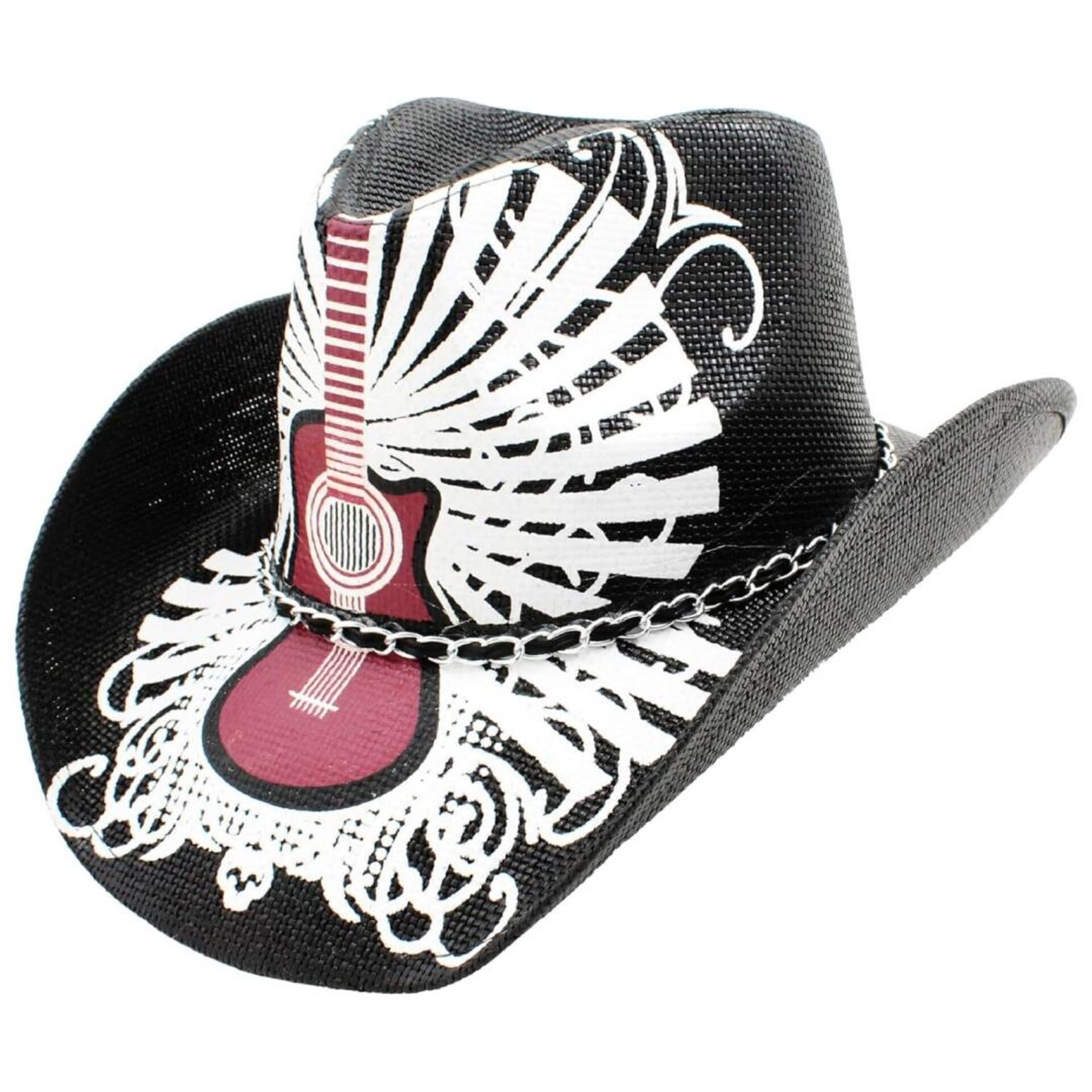 Sombrero Vaquero de Paja Estampado Unisex - Estilo Western Cowboy - Ala Ancha - 1