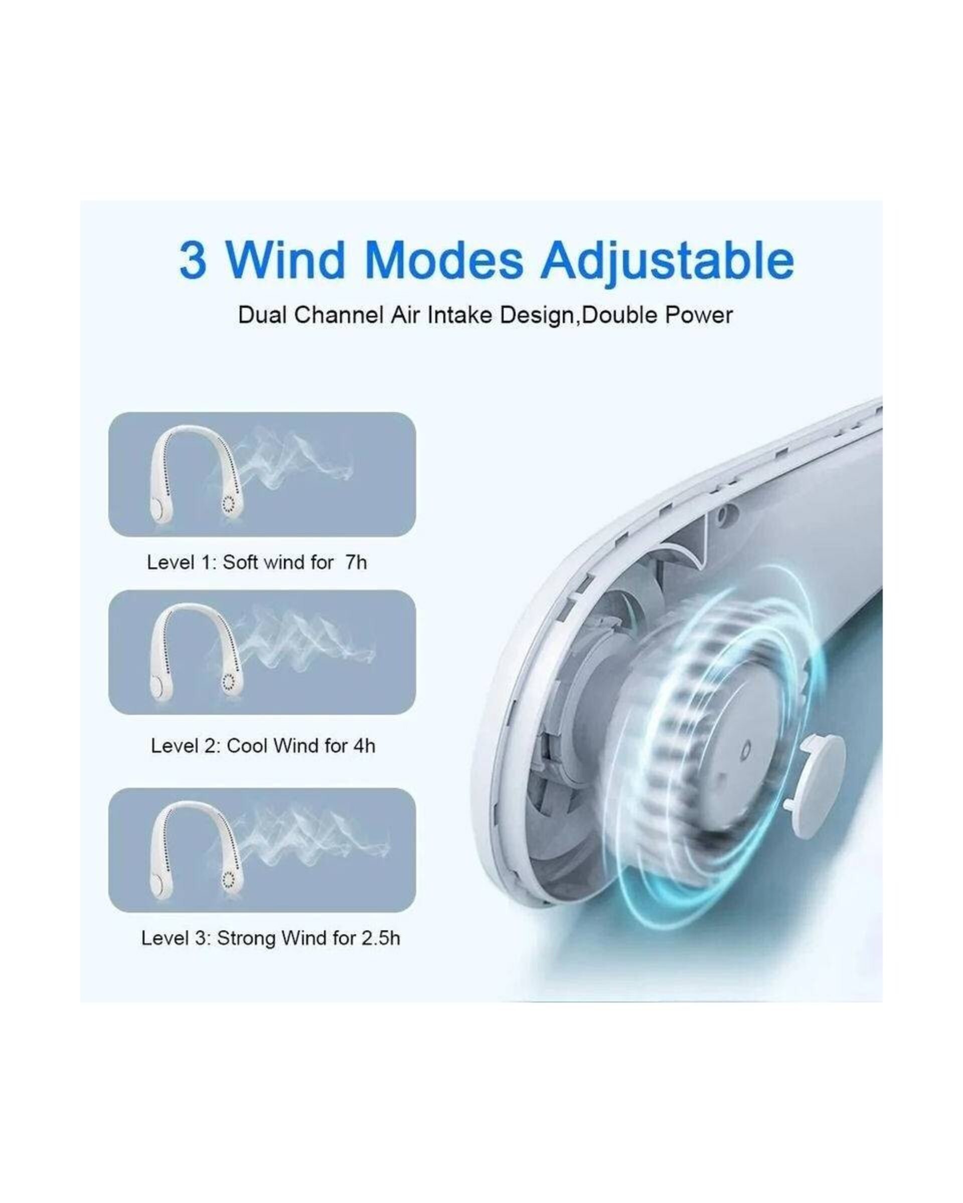 Ventilador de Cuello Portátil Recargable con USB Neck Fan Flexible - 5