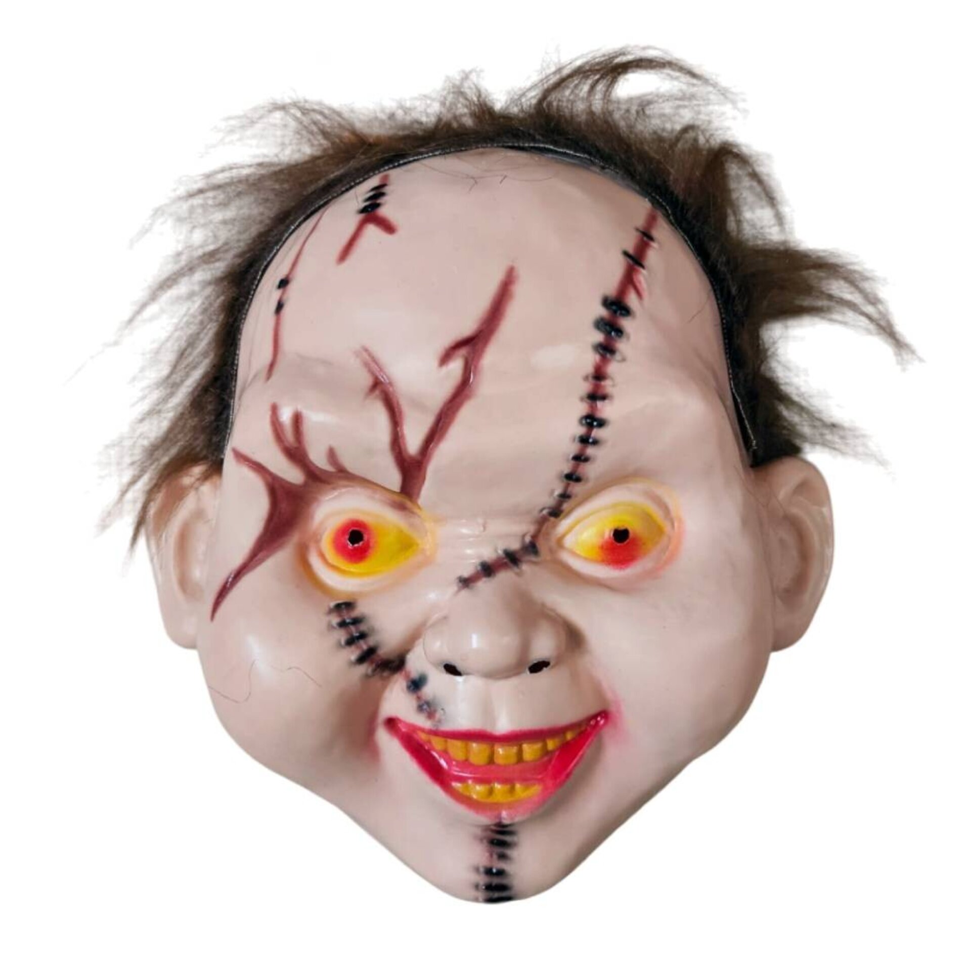 Máscara de Chucky Muñeco Diabólico con Pelo Material PVC Fuerte Marrón - 1