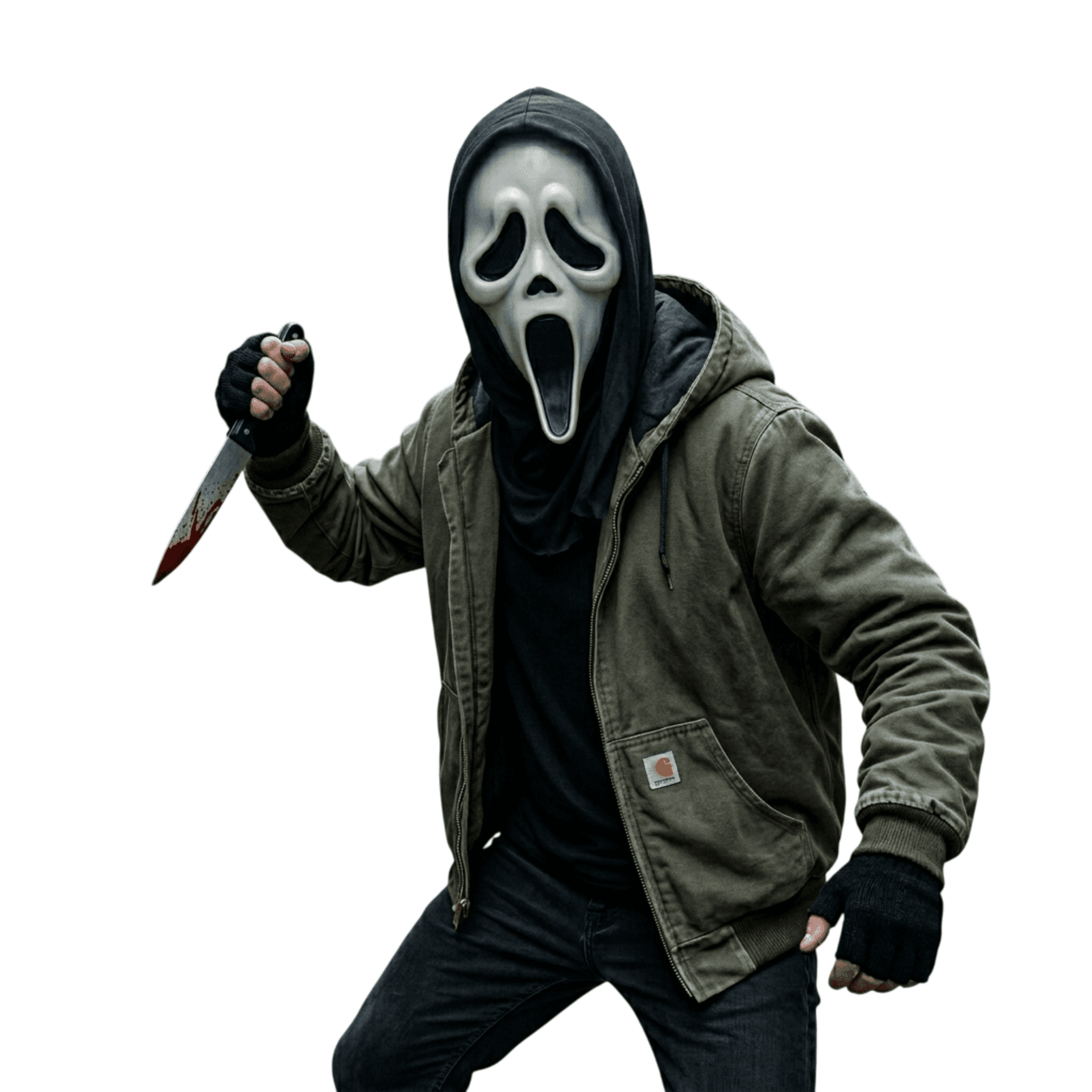 Disfraz Scream Fantasma - Máscara con Capucha, Guantes, Cuchillo Sangriento - 10