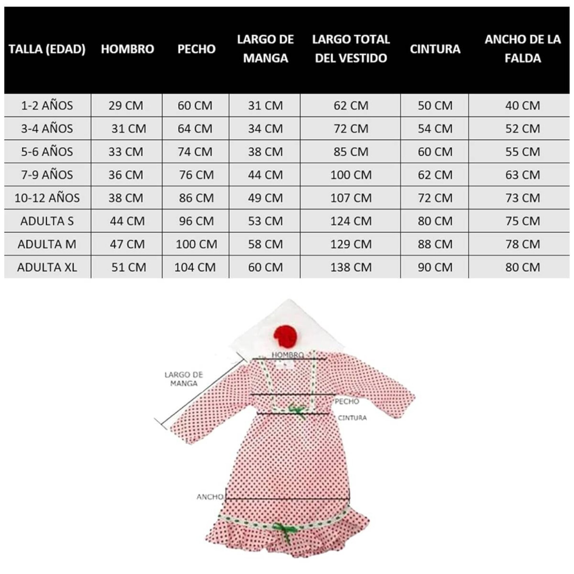 Vestido Chulapa Disfraz Madrileña con Pañuelo, Flor roja San Isidro Adulto Mujer - 6