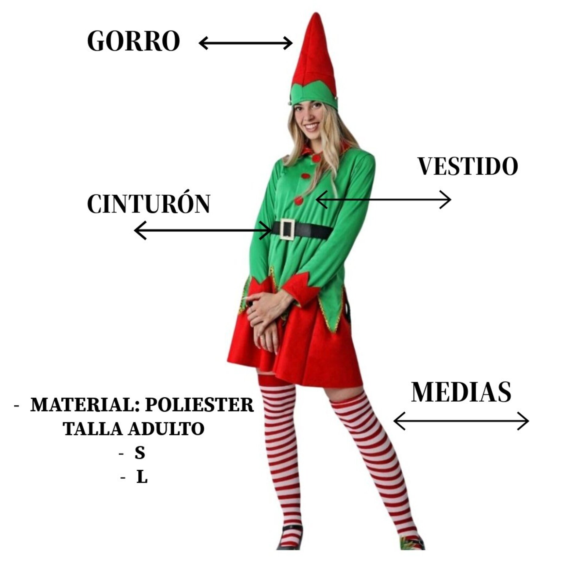 Disfraz de Elfa Navideña para Mujer - Vestido Duende Sexy | Fiesta Navidad - 4