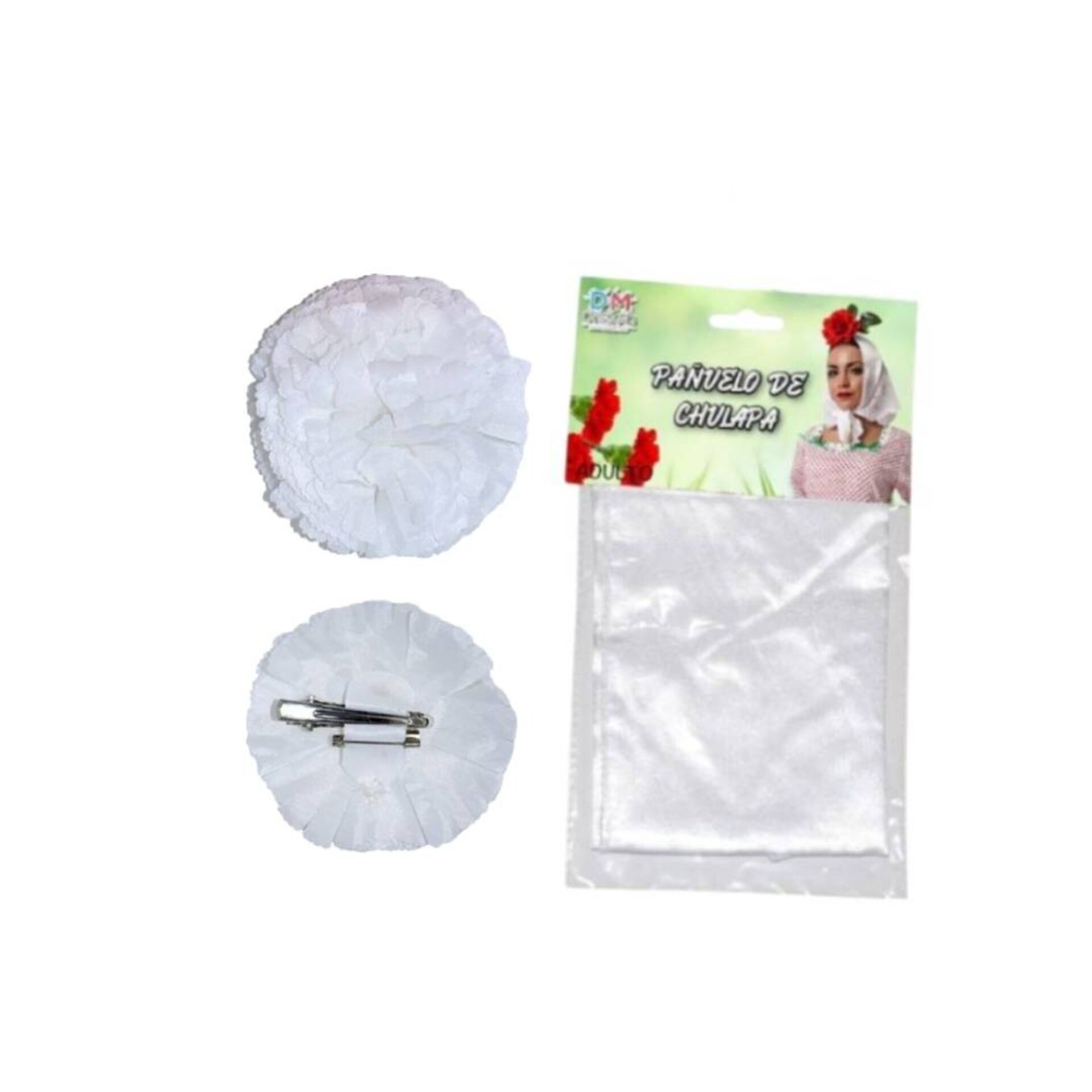 Lote 24 Accesorios Disfraz Chulapa Adulto : 12 Pañuelos Blancos + 12 Claveles - 11