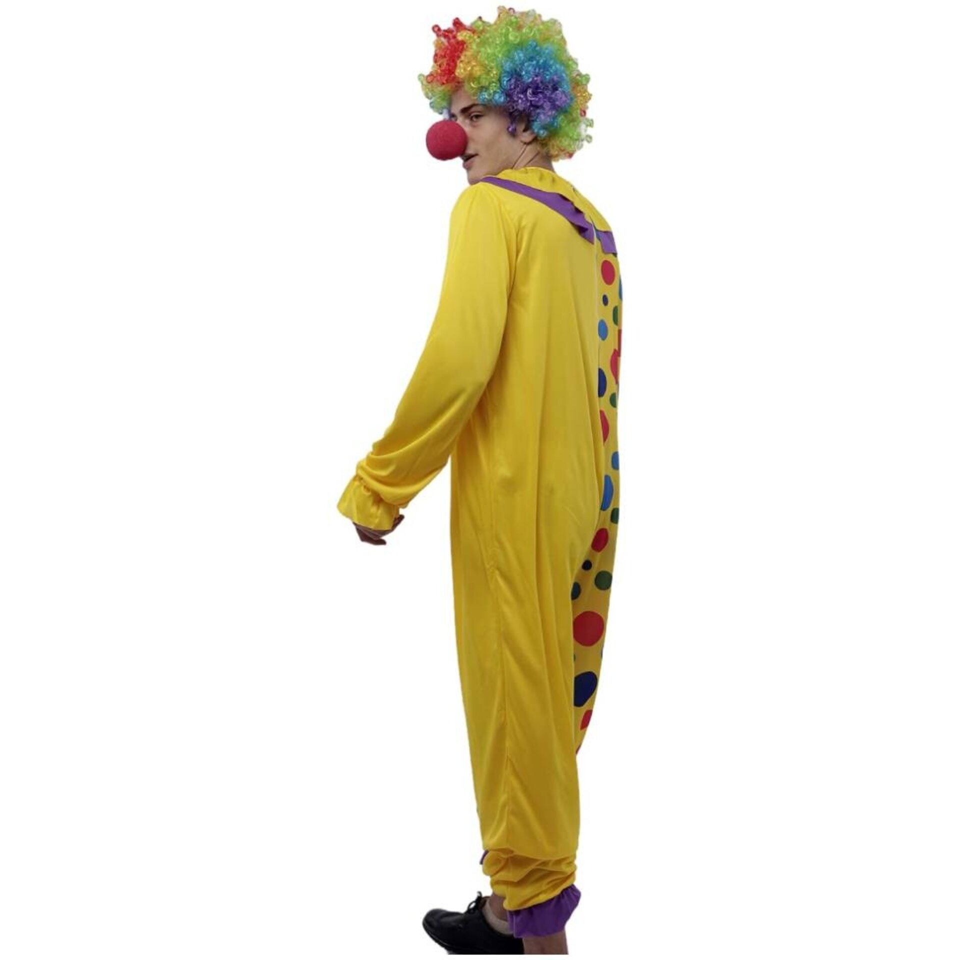 Disfraz Payaso de Circo Hombre Adulto Mono Enterizo con Lunares Peluca Nariz - 3