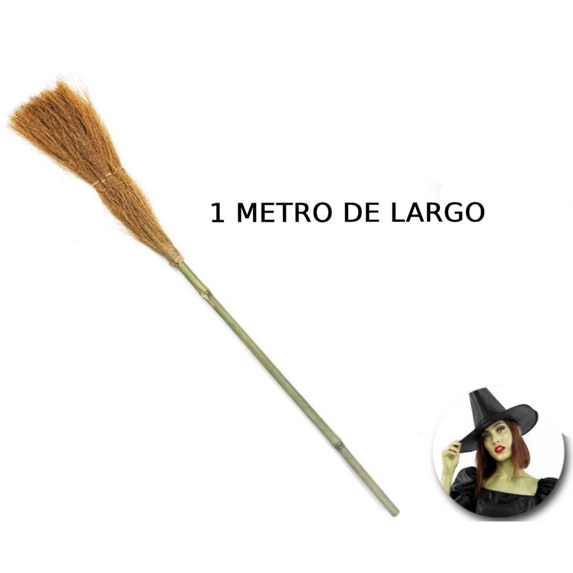 Disfraz Bruja Maligna Adulta | Vestido Negro Máscara Guantes Escoba Sombrero - 7