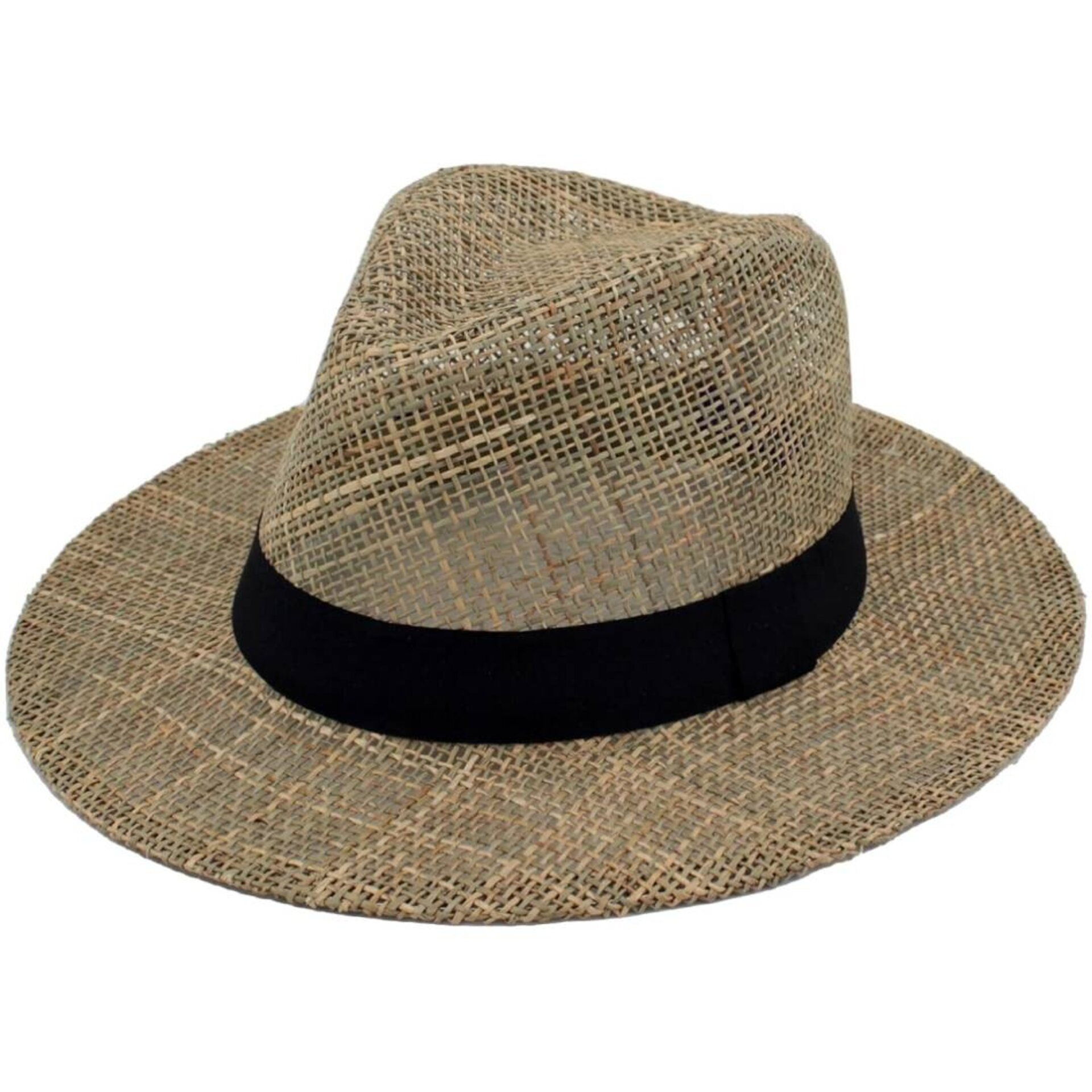 Sombrero Paja Natural Hombre Mujer Estilo Panamá, ala Ancha, Cinta Decorativa - 1