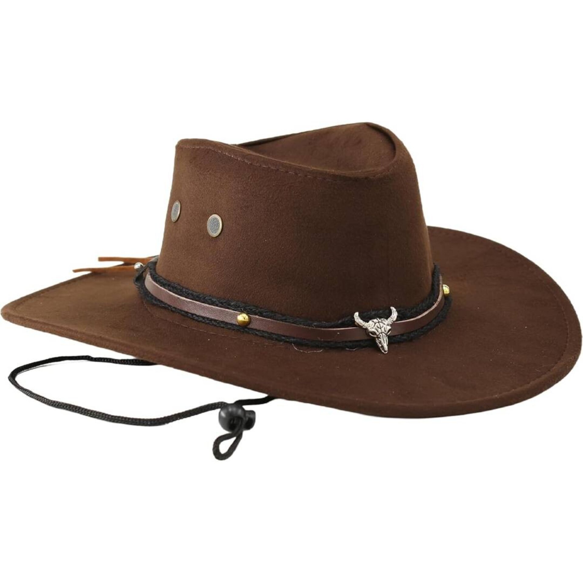 Sombrero Vaquero Cowboy Western Ajustable para Hombre Mujer Marrón Oscuro - 1