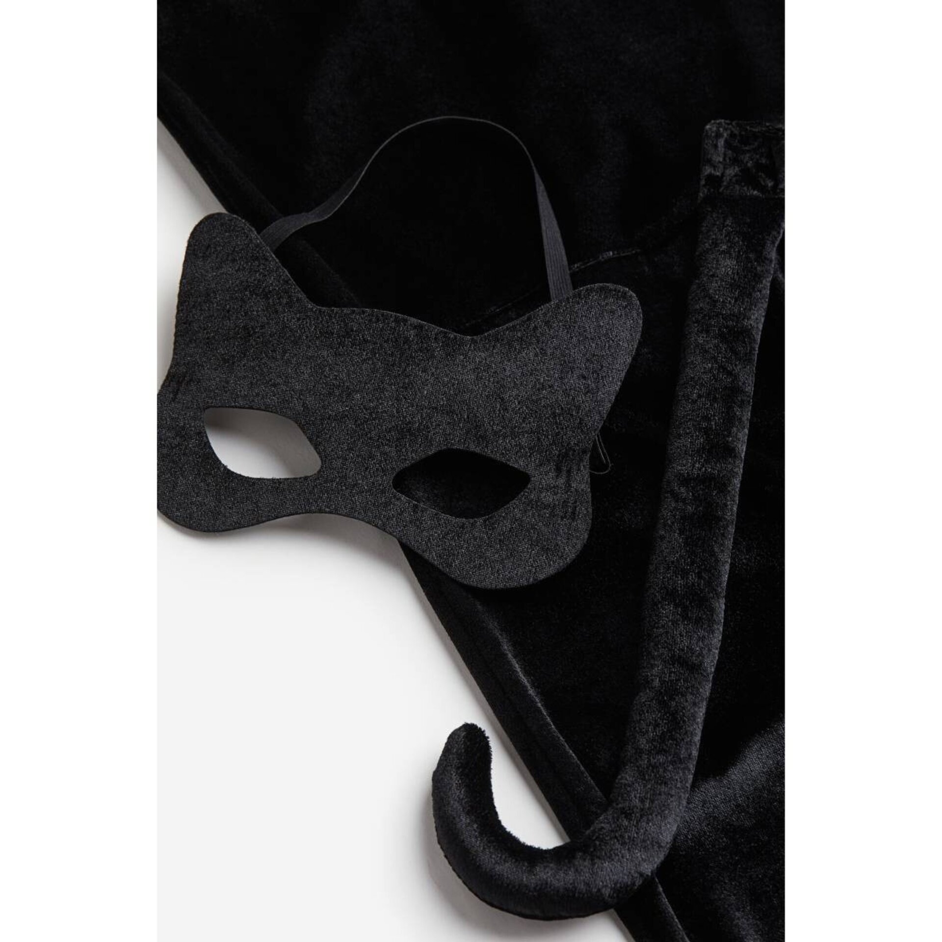 Disfraz de gato Negro Terciopelo Mono enterizo con antifaz de Gata para niñas - 2