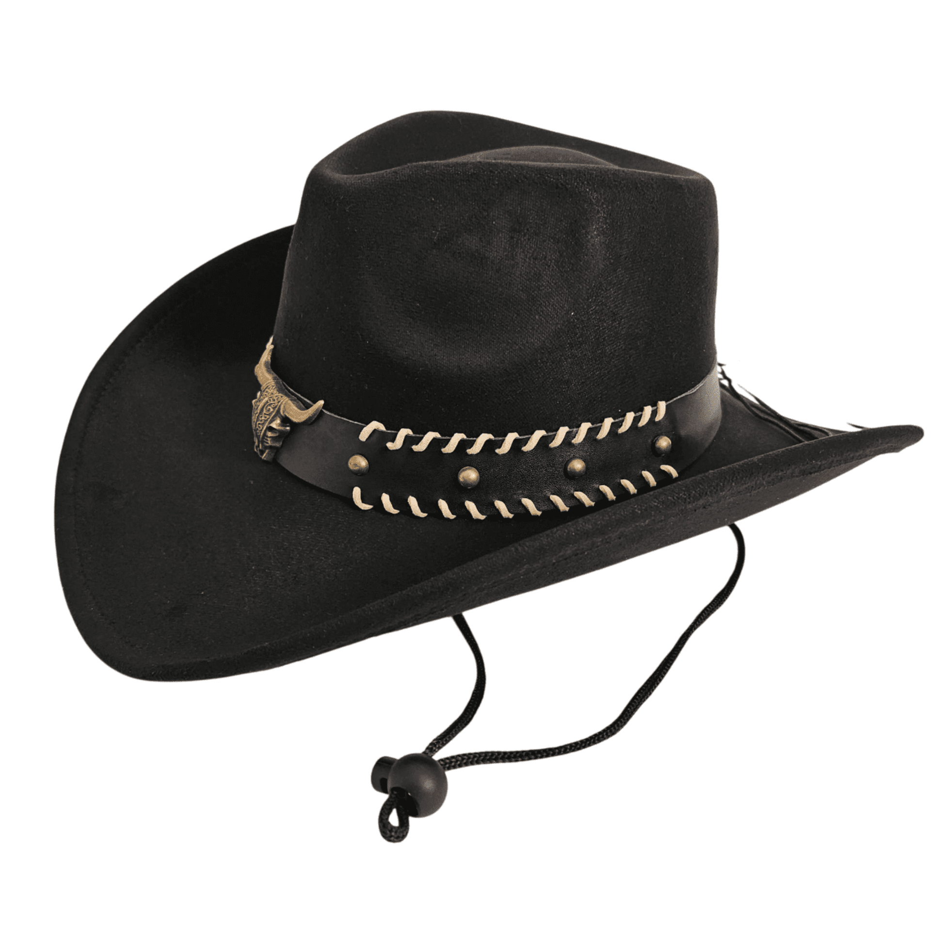Sombrero Vaquero Estilo Western de Ala Ancha - Cowboy Negro Gamuza Sintetica - 4