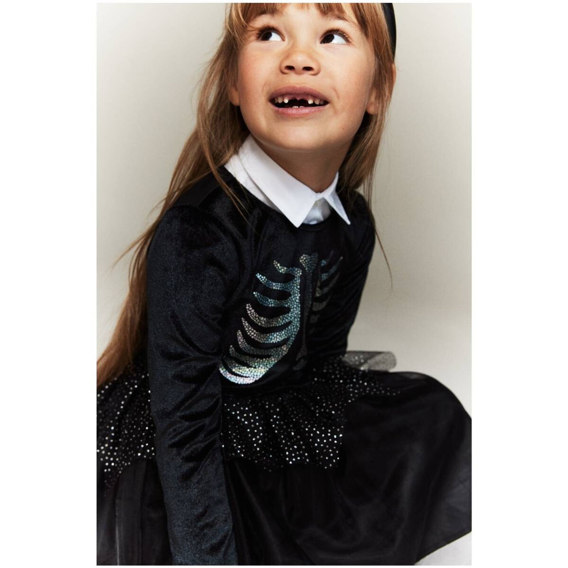 Disfraz Vestido Manga Larga Motivo Esqueleto cuello Redondo para niñas - 5