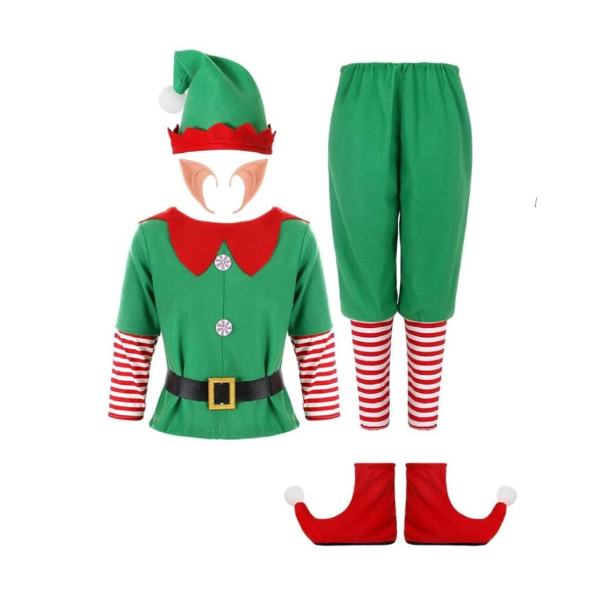 Disfraz Elfo - Traje Duende Verde - Papa Noel - Regalos Niños 3 a 15 años - 6